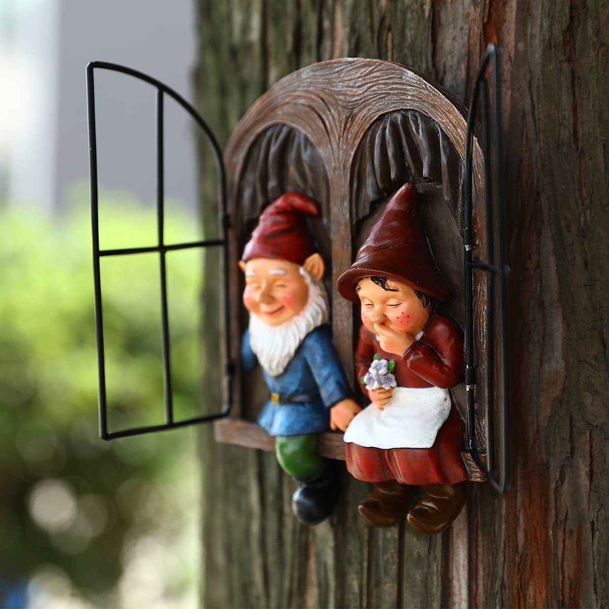 Couple Gnome Peeker Yard Art Garden Ornamen