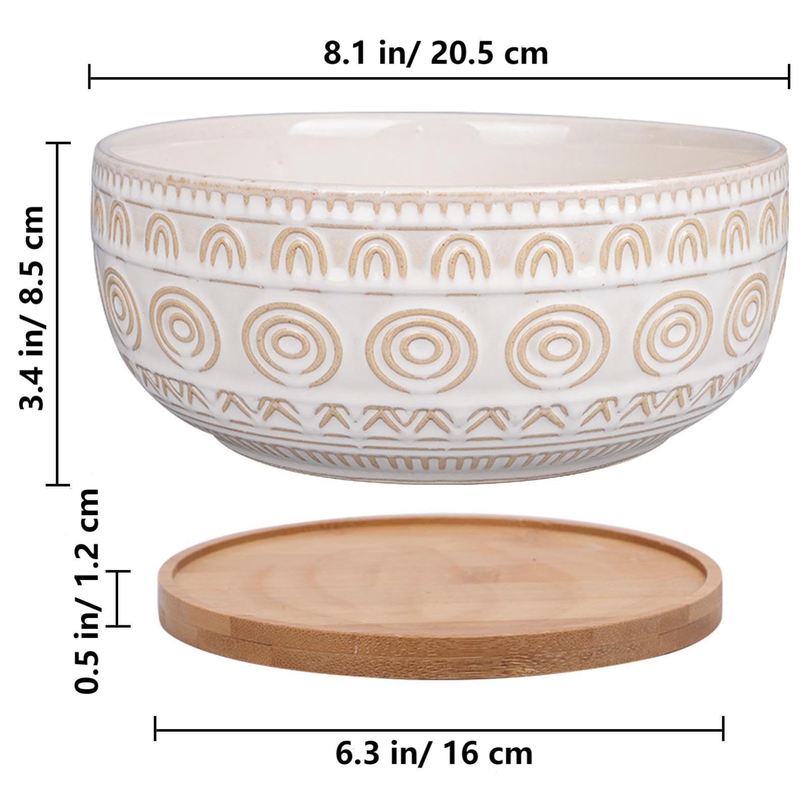 Eightpot 8 Inch Round Shallow Ceramic Succulent Planter with Drainage Hole & Saucer for Indoor Plants