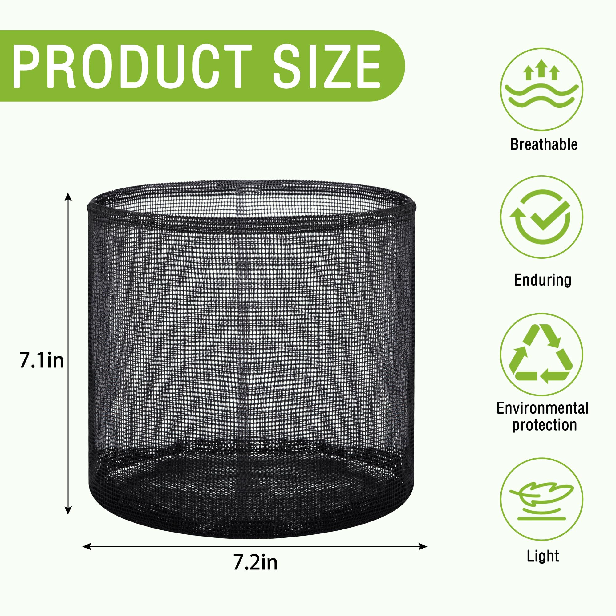 4 Pcs Reusable Mesh Aquatic Pond Planting Bags, 7.1" H x 7.2" Dia Black Round Breathable Planters for Pond Bog & Terrestrial Plants