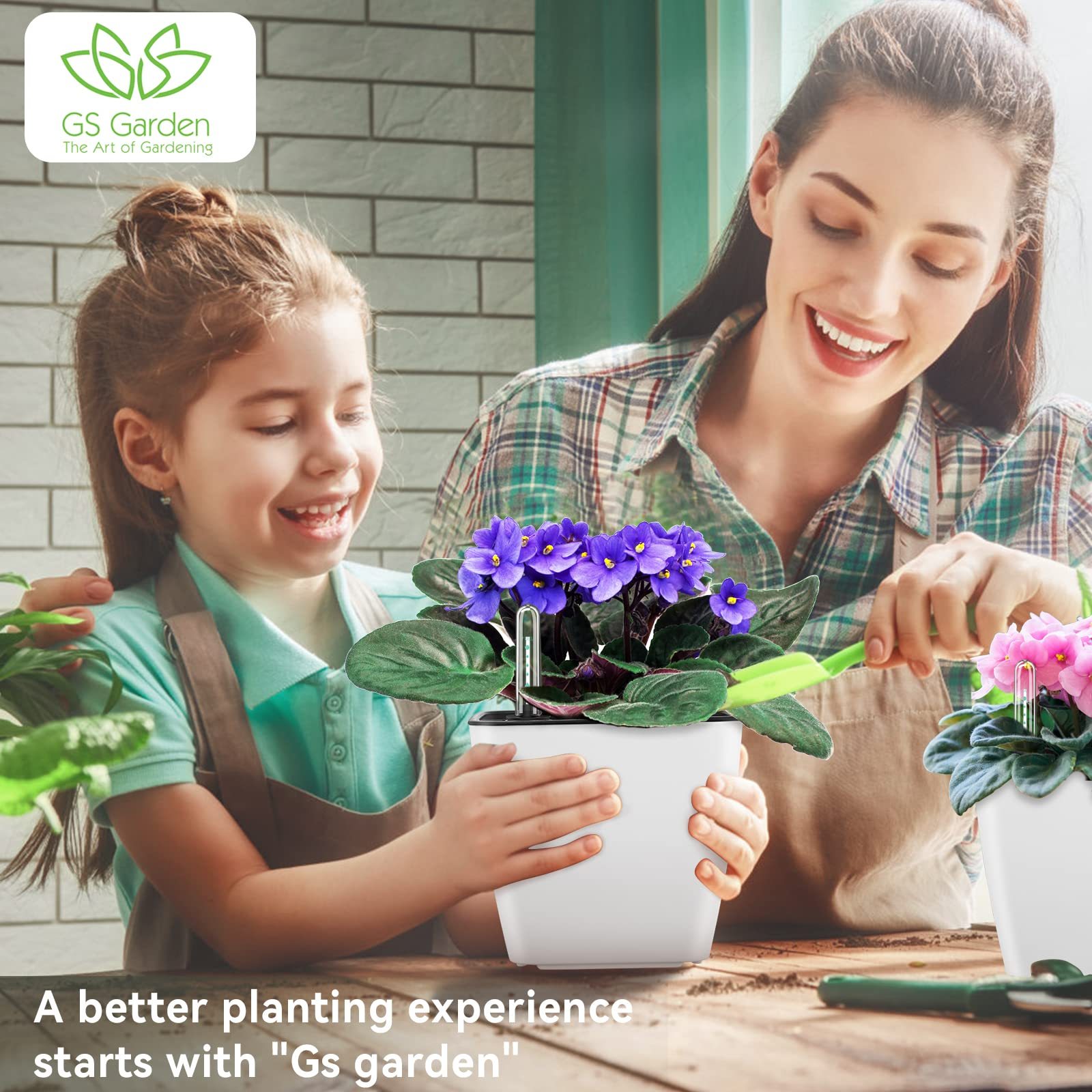3 Pack 5 Inch Self Watering Planters for Indoor Plants, White Self Watering Pots for African Violets, Flowers & Herbs