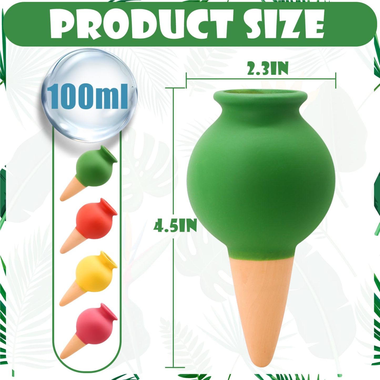 4 Pack Terracotta Self Watering Spikes, Slow Release Plant Watering Globes for Indoor & Outdoor Plants