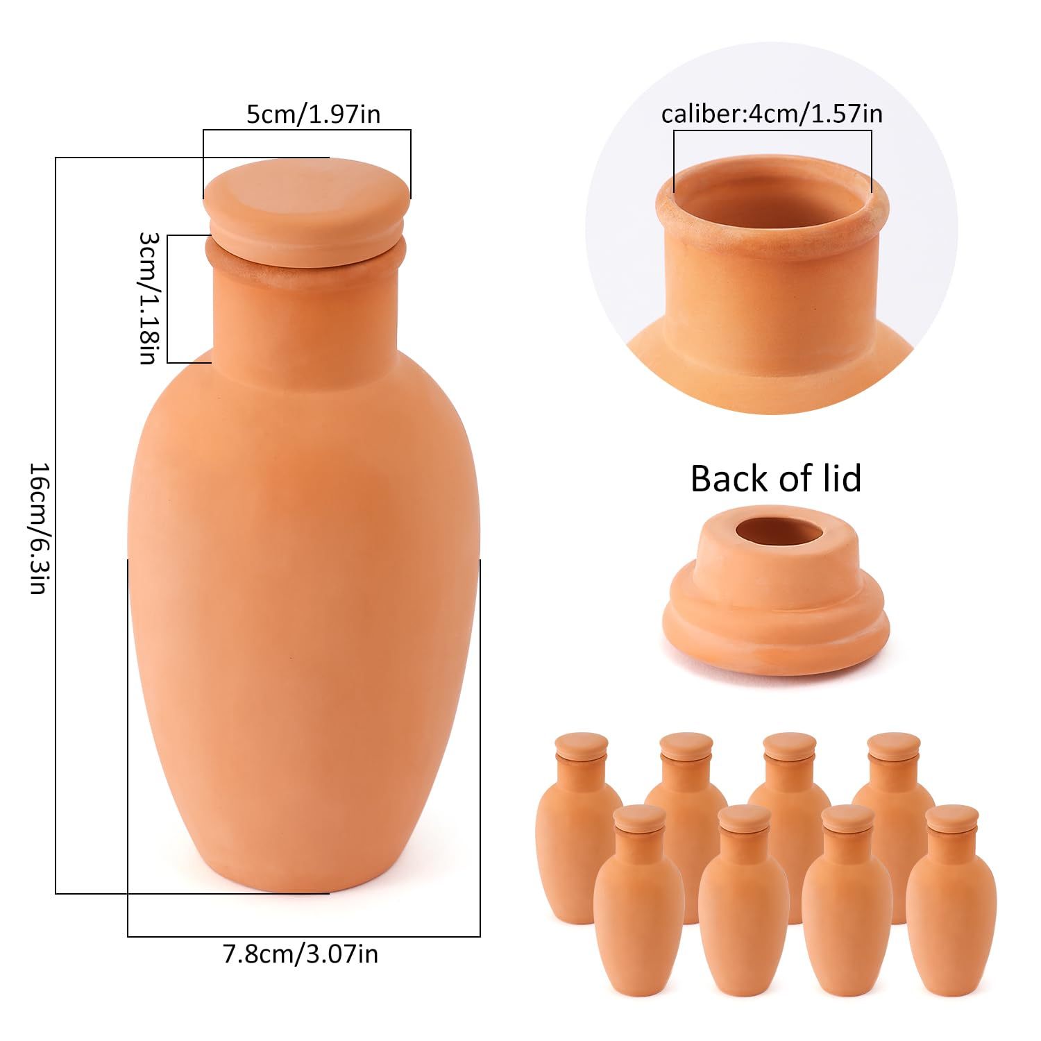 Ollas 8pcs 3.1 * 6inch Terracotta Plant Watering Globes Self Watering Planter Insert Olla Terra Cotta Clay Irrigation Globes