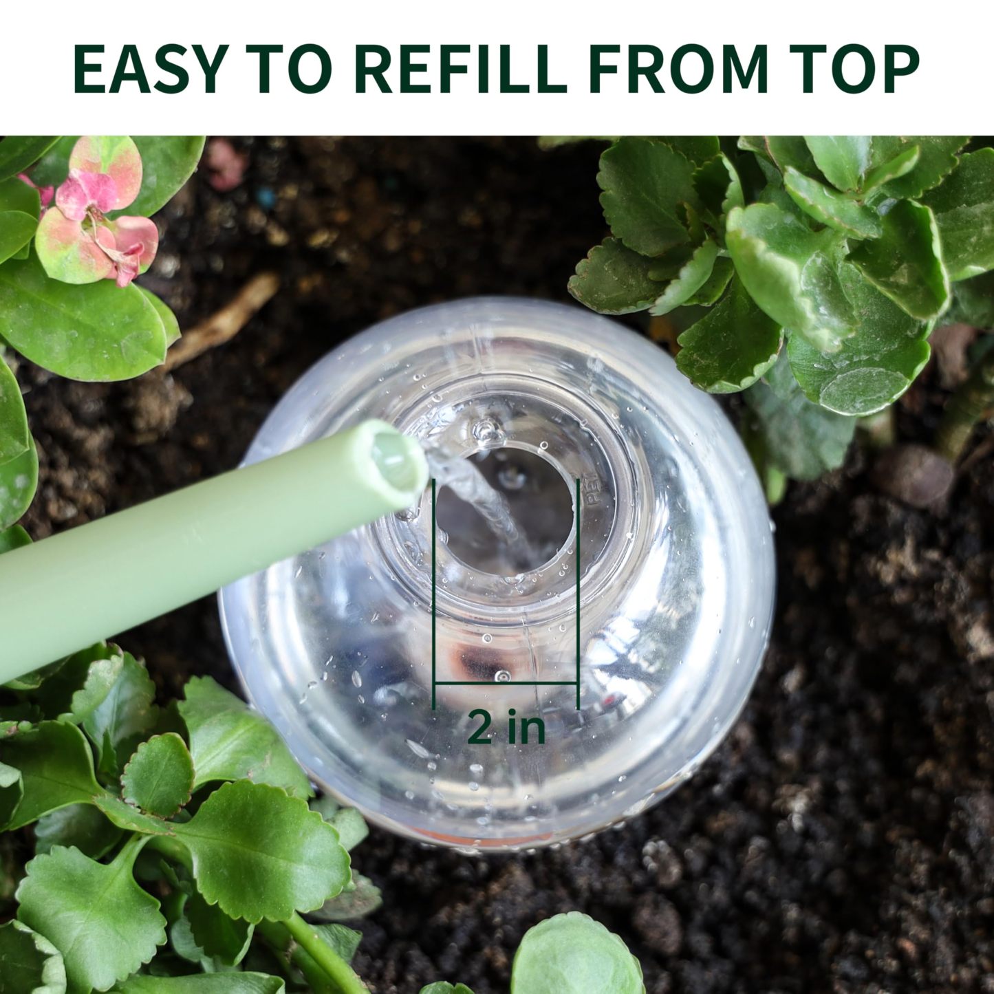 2 Pack 19oz Extra Large Top-Fill Self Watering Plant Globes, Slow Release Plastic Water Bulbs, Automatic Watering Stakes for Indoor Outdoor Plants