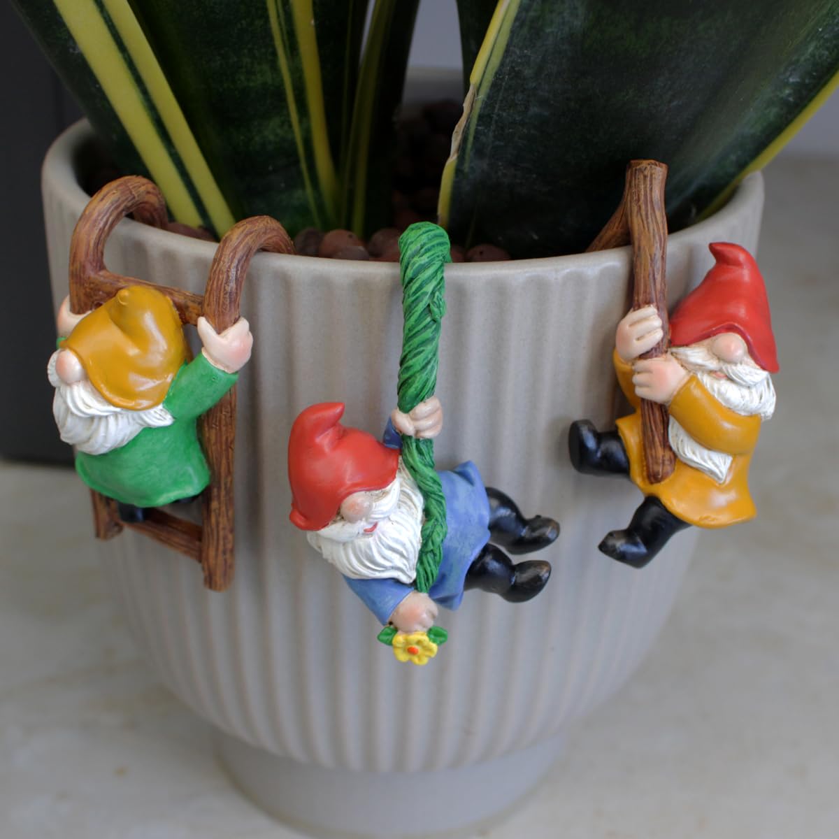 3 PCS Climbing Gnome Tree Face Decor, Resin Outdoor Fairy Garden Ornaments, Yard & Flower Pot Landscape Decor