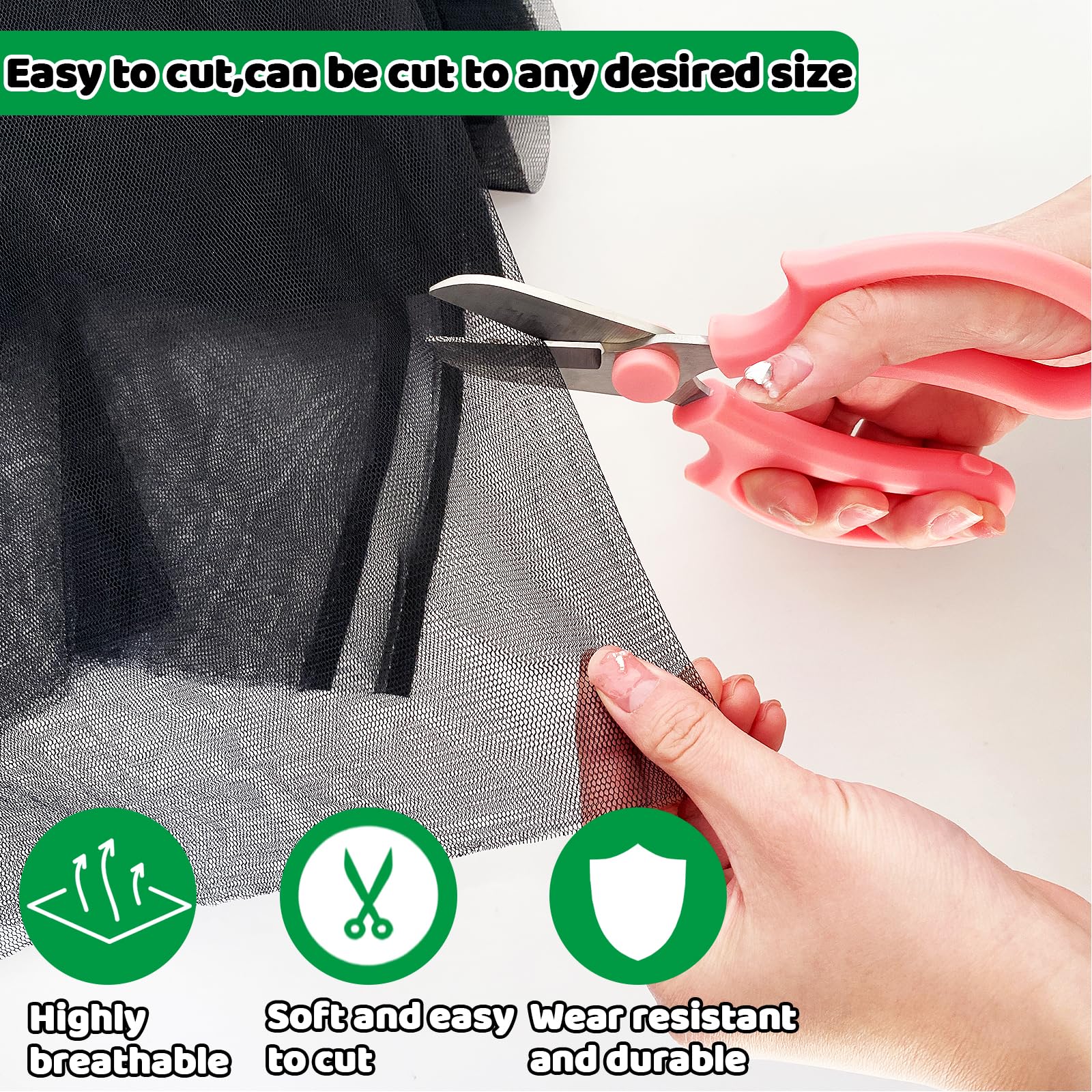 10x50Ft Patio Mosquito & Insect Barrier Netting, Breathable Garden Mesh Screen, Pest Protection Cover for Vegetables, Fruits Against Birds and Bugs