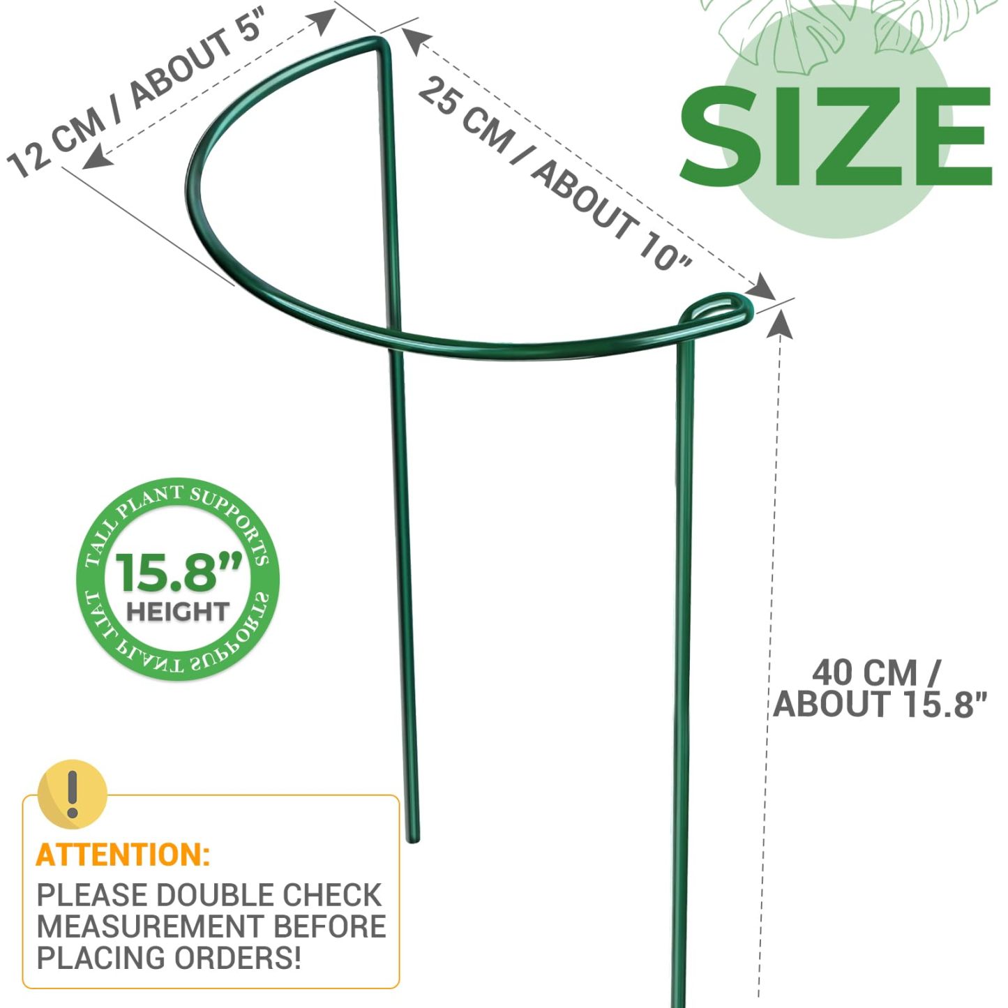 6 Pack Metal Plant Support Rings, 9.8" W x 15.7" H Garden Plant Stake Cages, Peony & Tomato Support Stands for Hydrangea, Flowers and Indoor Plants
