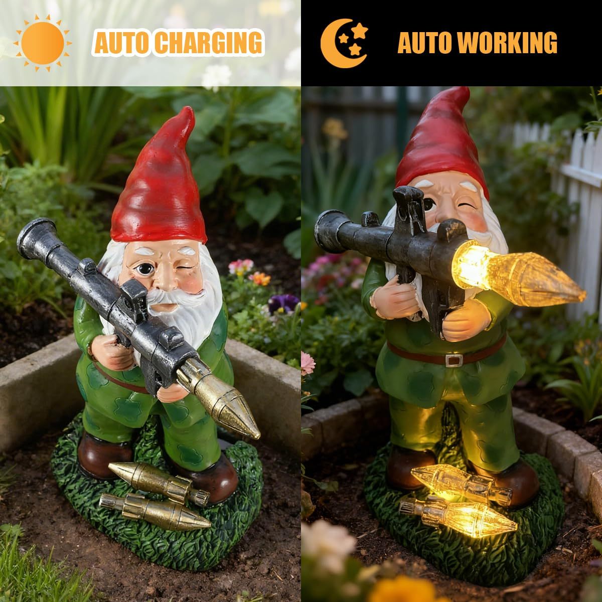 Large Garden Gnome Statue with Guns