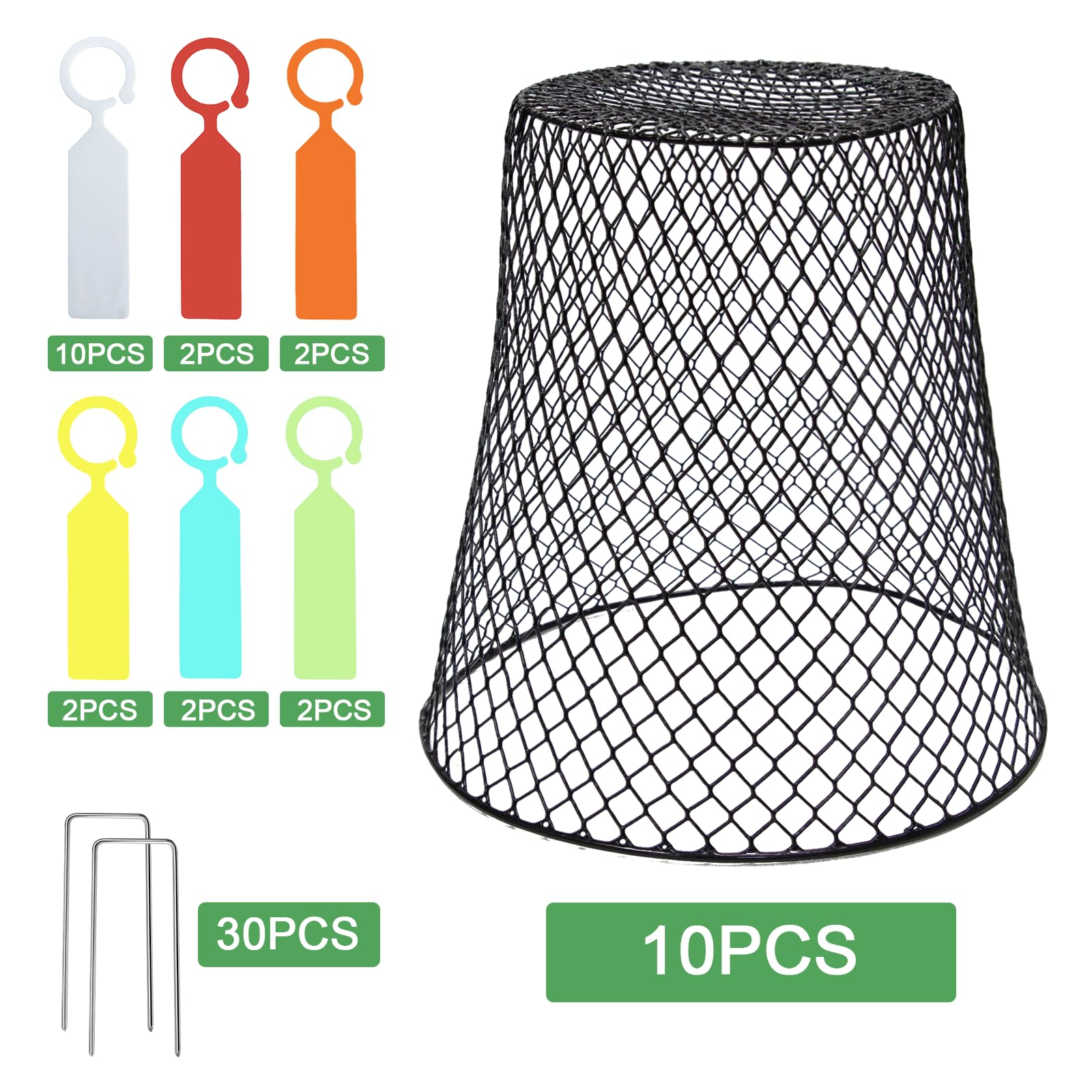 10 Pack 9.13" x 9.13" Heavy Duty Chicken Wire Plant Cloche, Garden Metal Mesh Plant Protector Cover, Animal Barrier to Keep Rabbits, Squirrels, Chickens, Birds Away from Garden Plants