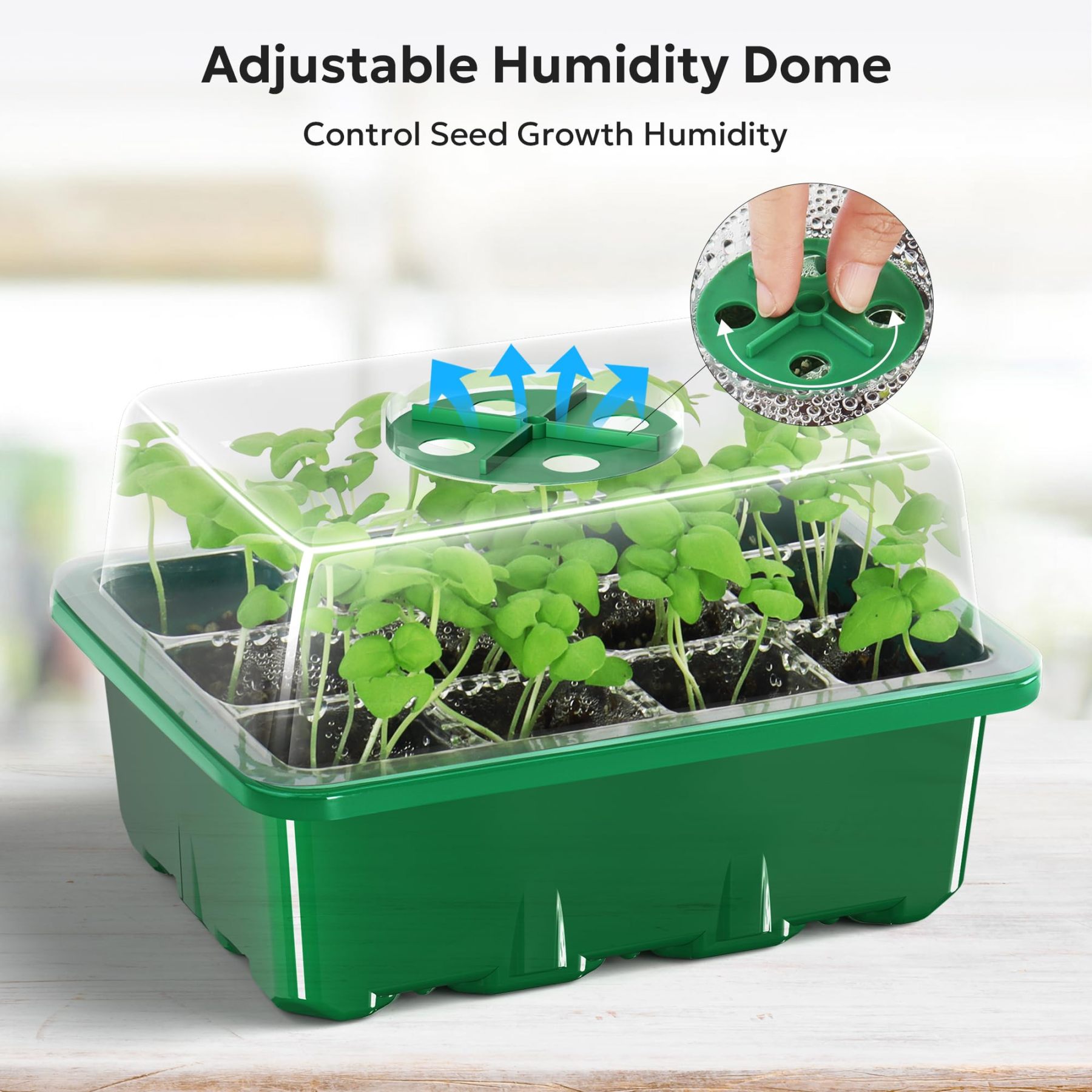 10 Packs Seed Starter Tray Kit with Humidity Dome, 120 Cells Total Seed Starting Trays, Mini Greenhouse Germination Kit with Base for Plant Seed Starting