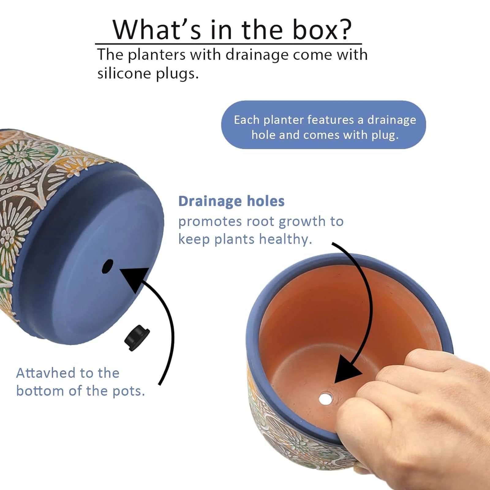3Pcs Modern Ceramic Plant Pots Set with Drainage Holes, 5.7/4.7/3.5 Inch Gradient Size Flower Planters, Indoor Outdoor Decor Pot for Succulent Cactus Snake Plant Lily Bamboo
