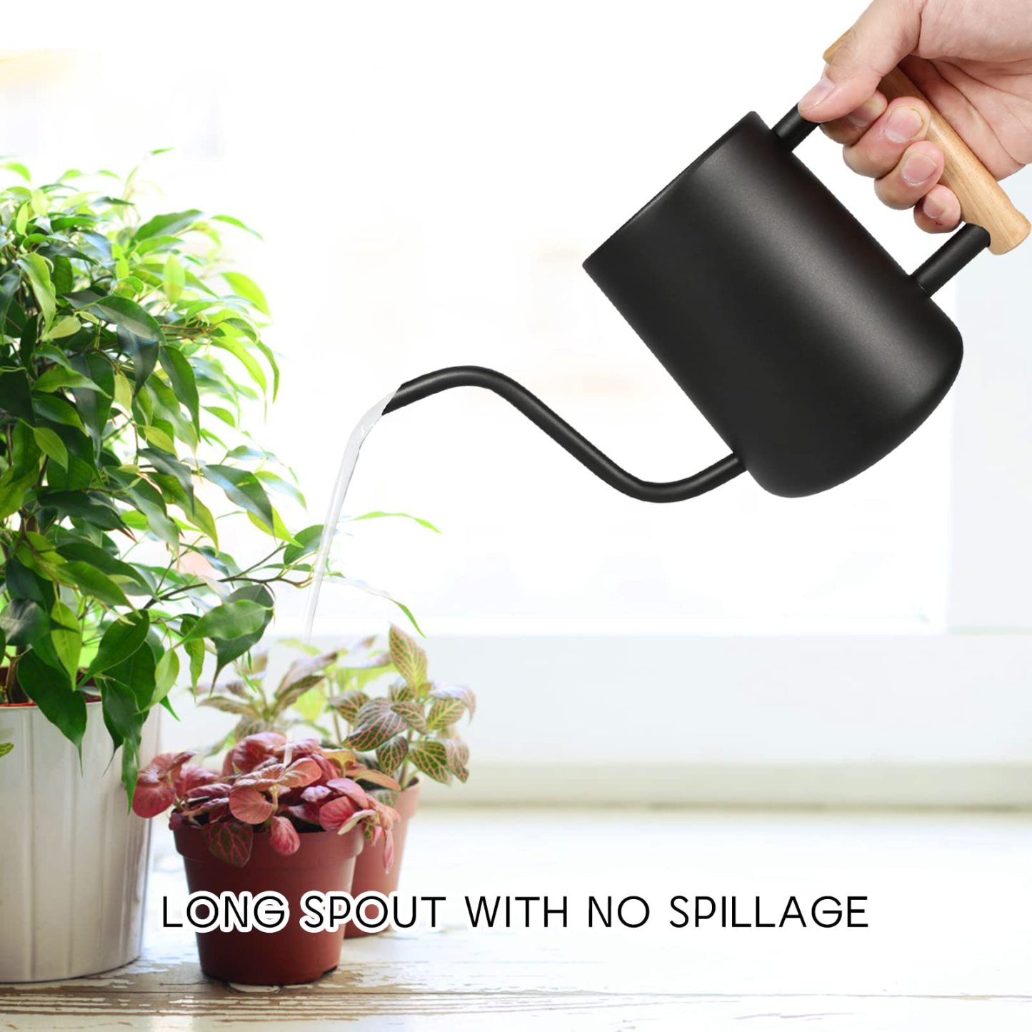 35oz/1000ml Stainless Steel Watering Can, Long Spout Metal Water Pot for Indoor House Plants Bonsai Outdoor Garden Decor