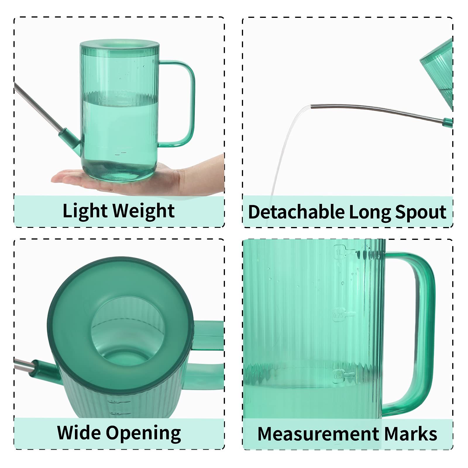 34oz Small Long Spout Watering Can, Indoor Plant Watering Set with Spray Bottle & Squeeze Bottle for House Plants and Potted Flowers