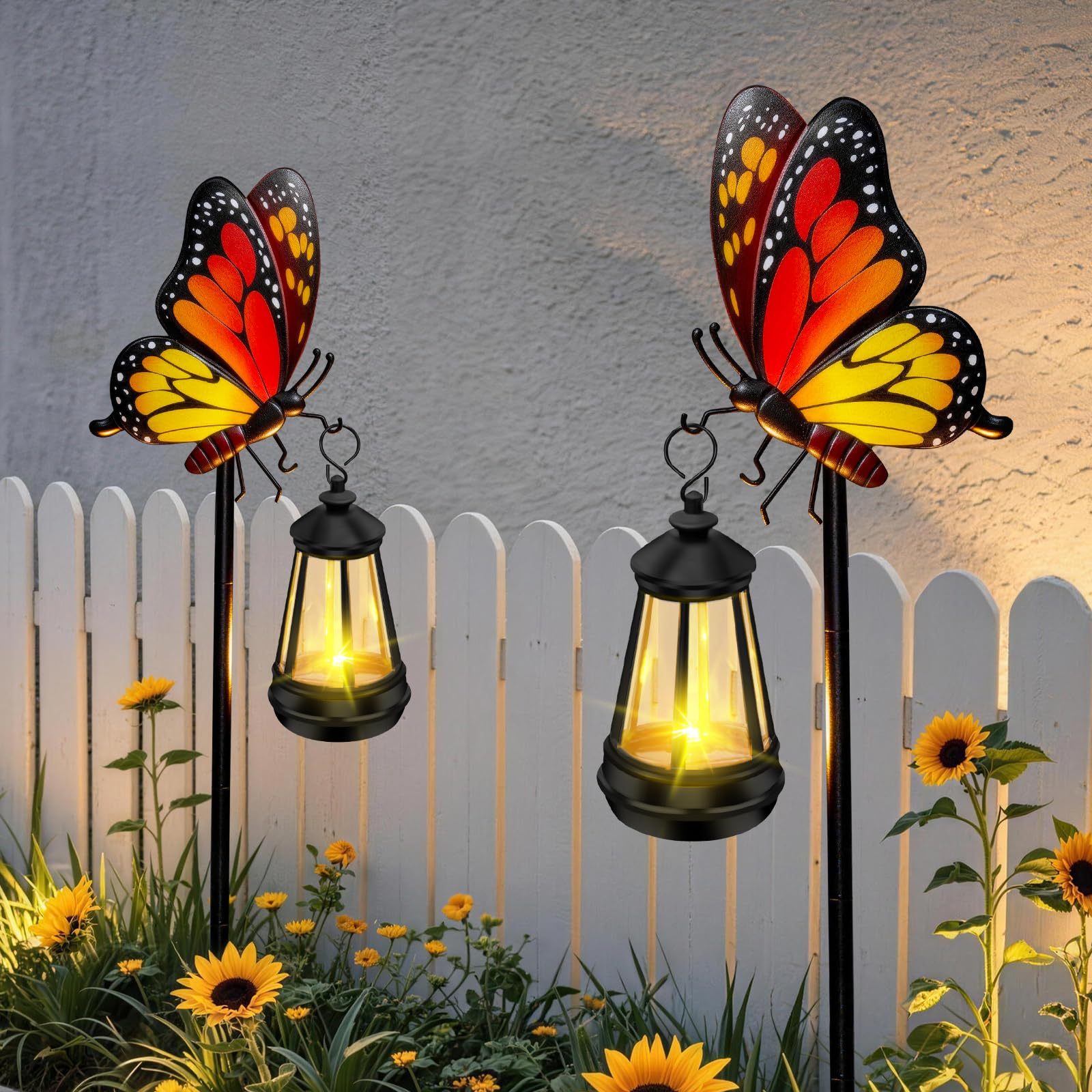 Waterproof Solar Butterfly Stake Lights, 32.28 Inch Metal Garden Decor Lights, Outdoor Decorative Lamps for Yard Patio Porch Lawn, Ideal Birthday Gifts for Mom & Women