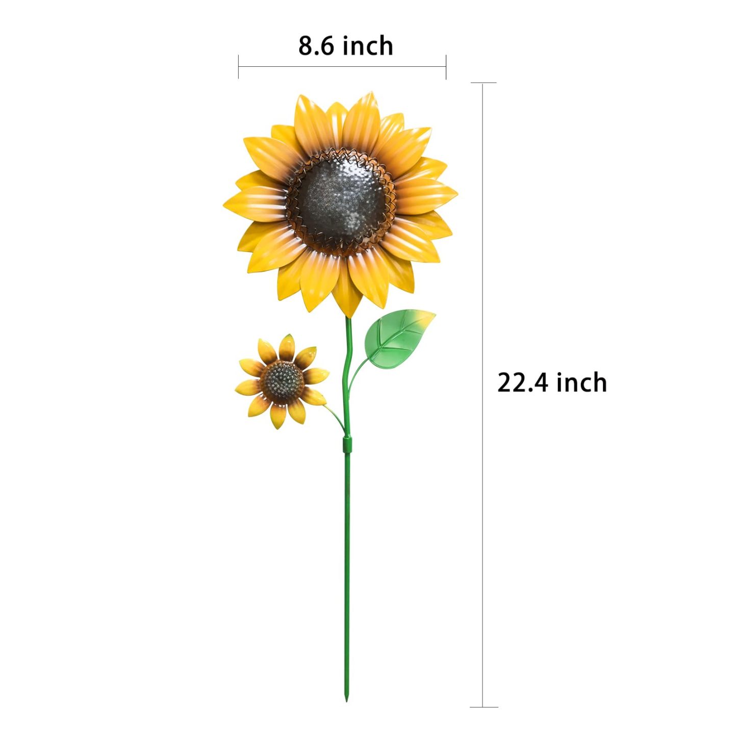 22.4" Metal Sunflower Garden Stakes, 2 Pcs Shaking Head Flower Ornaments, Spring Decor for Yard, Lawn and Patio