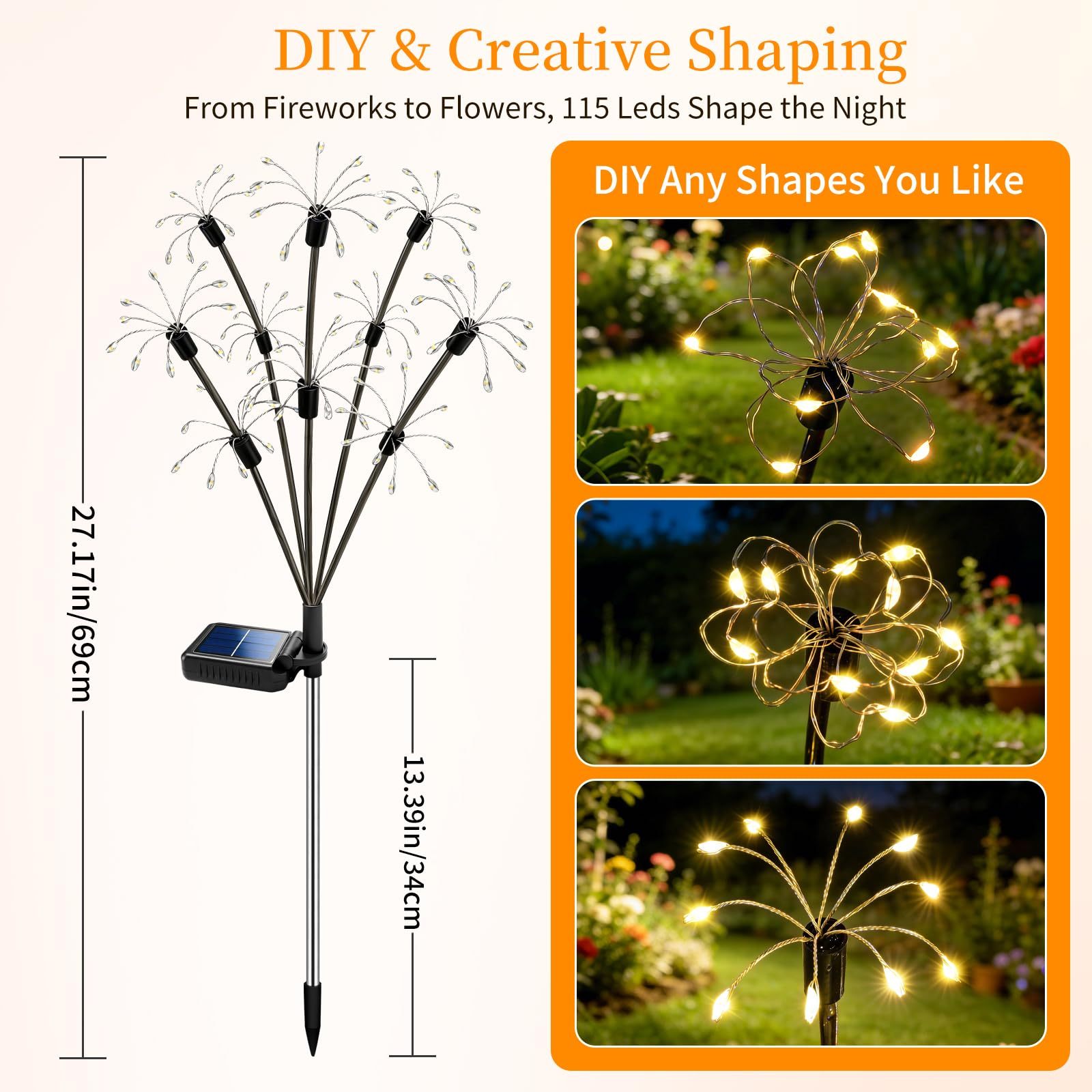 4 Pack Solar Firework Garden Lights, 2-Layer Swaying Starburst Fairy Lights, Waterproof Outdoor Decor for Yard Patio Pathway Lawn
