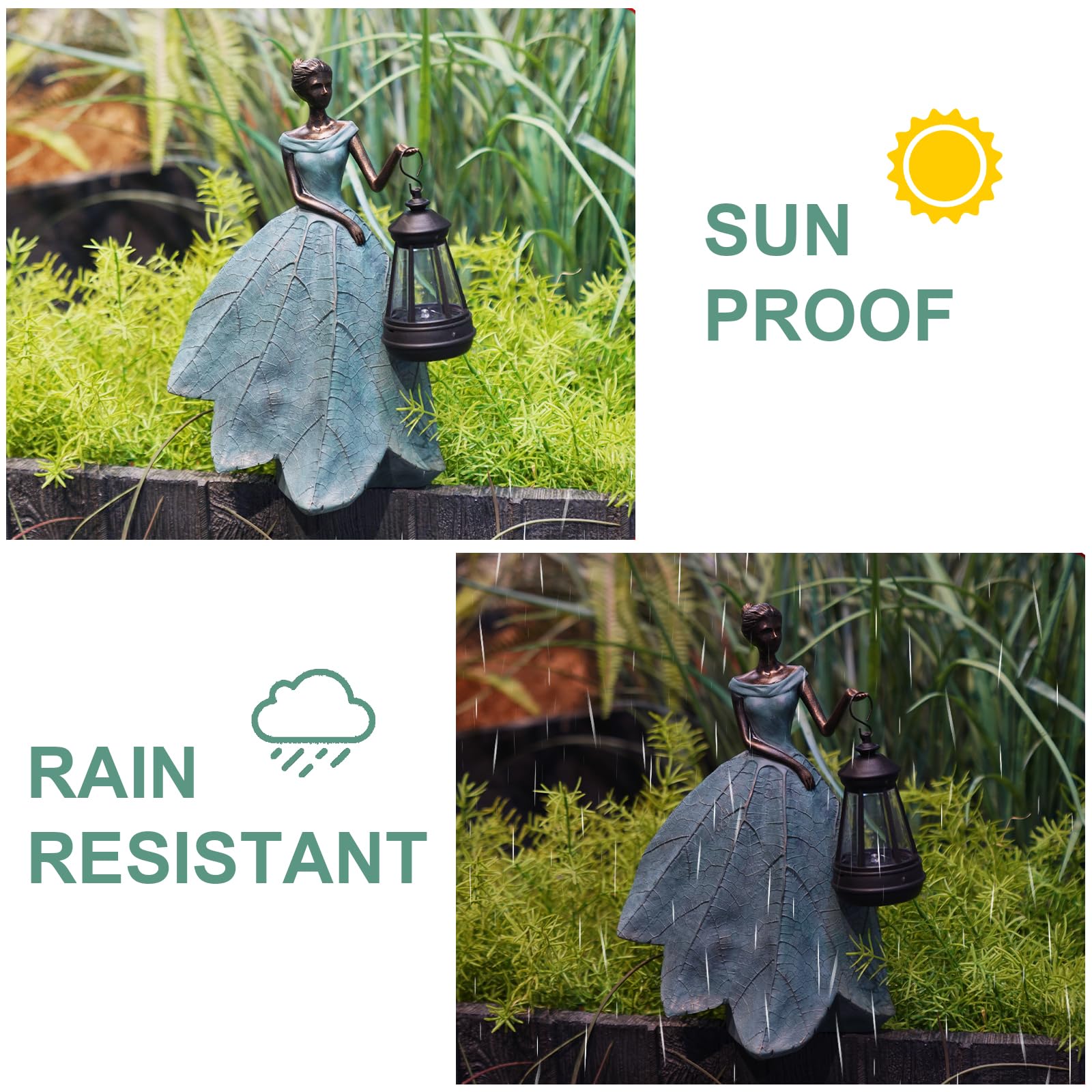 Solar Powered Fairy Statue with LED Lights, Resin Outdoor Garden Figurine Decor for Yard Patio Lawn, Unique Housewarming & Gardening Gifts for Mom & Women, 7.4×5.3×12 In