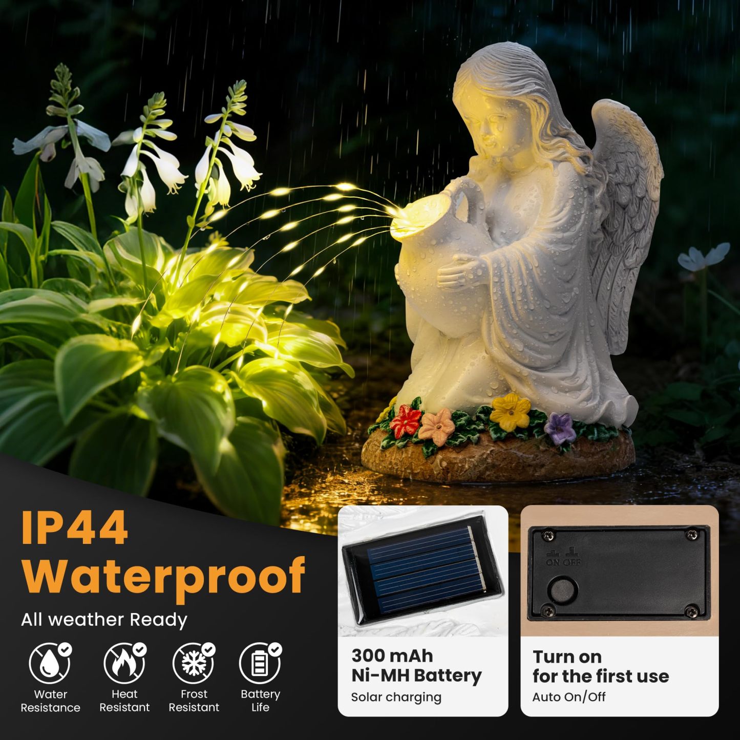 Solar Angel Garden Statue with LED Lights, Waterproof Outdoor Angel Figurine Decor for Yard Patio Lawn Balcony, Ideal Birthday & Christmas Gifts for Mom & Women
