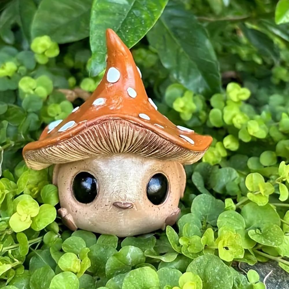 Mushroom Garden Gnome Statue, Waterproof Outdoor Figurine Ornament for Yard Patio Lawn Balcony Fairy Garden Desk Decor, Perfect Birthday & Mother’s Day Gifts for Mom Grandma Women