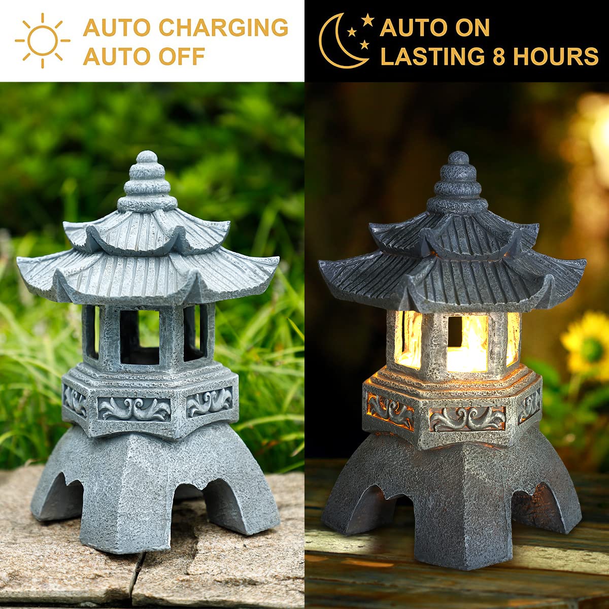 Zen Solar Pagoda Lantern Garden Statue
