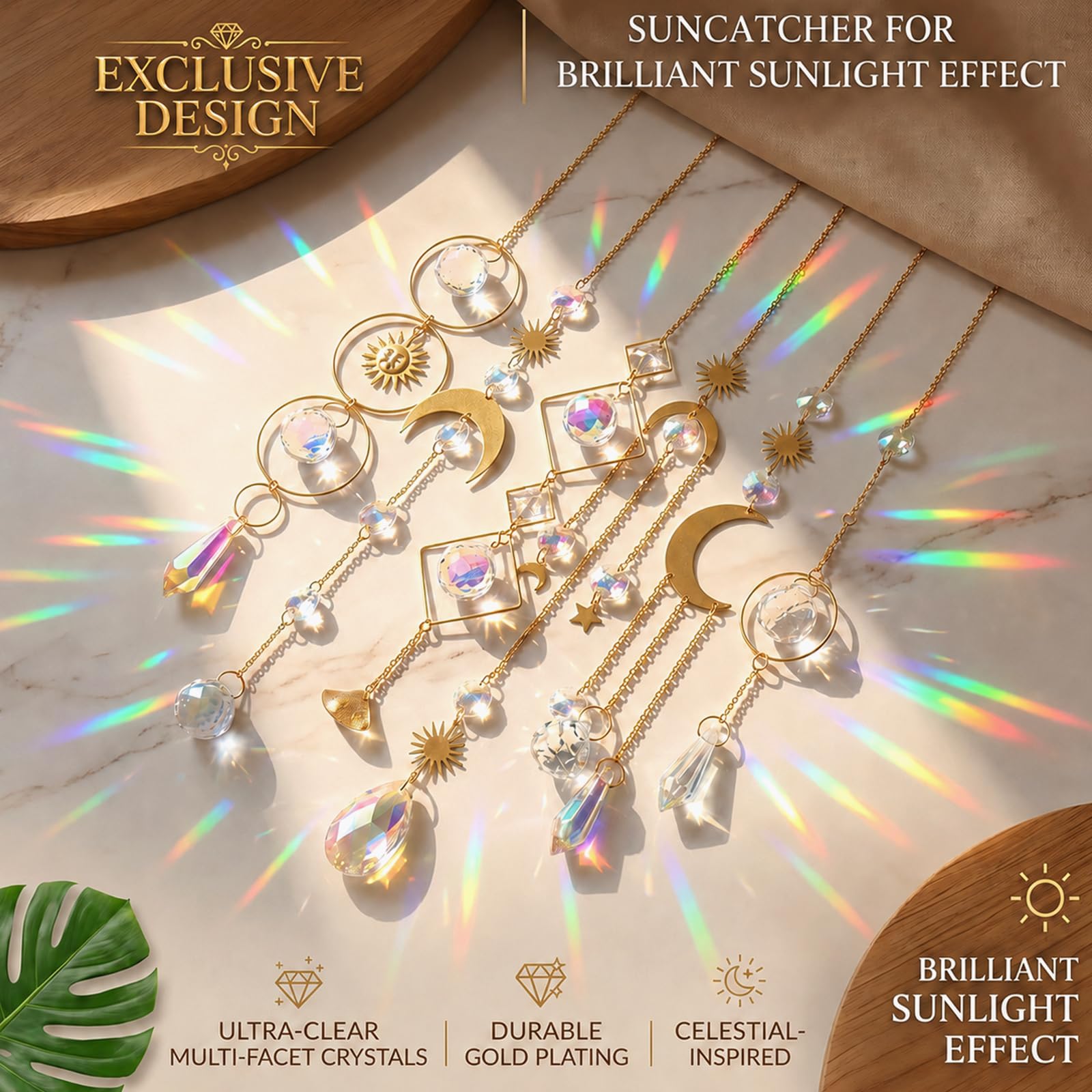 6 Pack Colorful Crystal Suncatchers with Chain Pendants, Crystal Ball Window Hanging Ornaments for Home Garden Wedding Christmas Party Decor