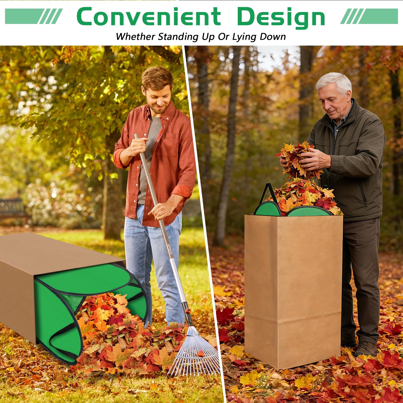 2 Pack Pop-Up Leaf Bag Holder | Reusable Funnel Chute for Easy Yard Waste & Leaf Collection