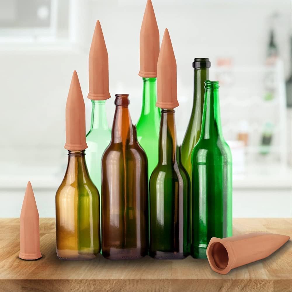 10 Pack Terracotta Plant Watering Spikes, Automatic Self Watering Stakes for Wine Bottles, Vacation Plant Watering Devices for Indoor & Outdoor Plants