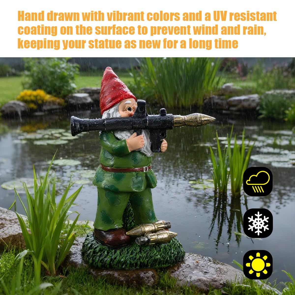 Large Garden Gnome Statue with Guns