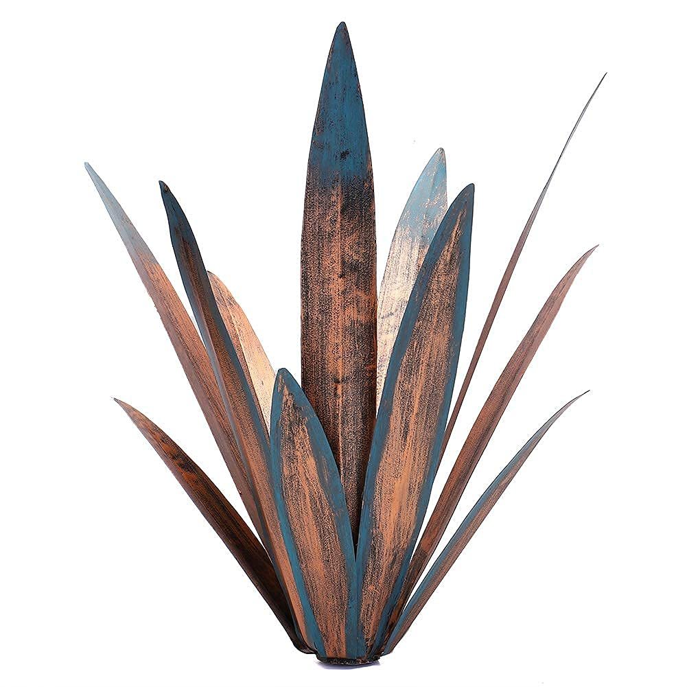 2 Pcs Rustic Tequila Metal Agave Sculpture, Hand Painted Outdoor Garden Stake Ornament, DIY Yard & Lawn Home Decor Figurines