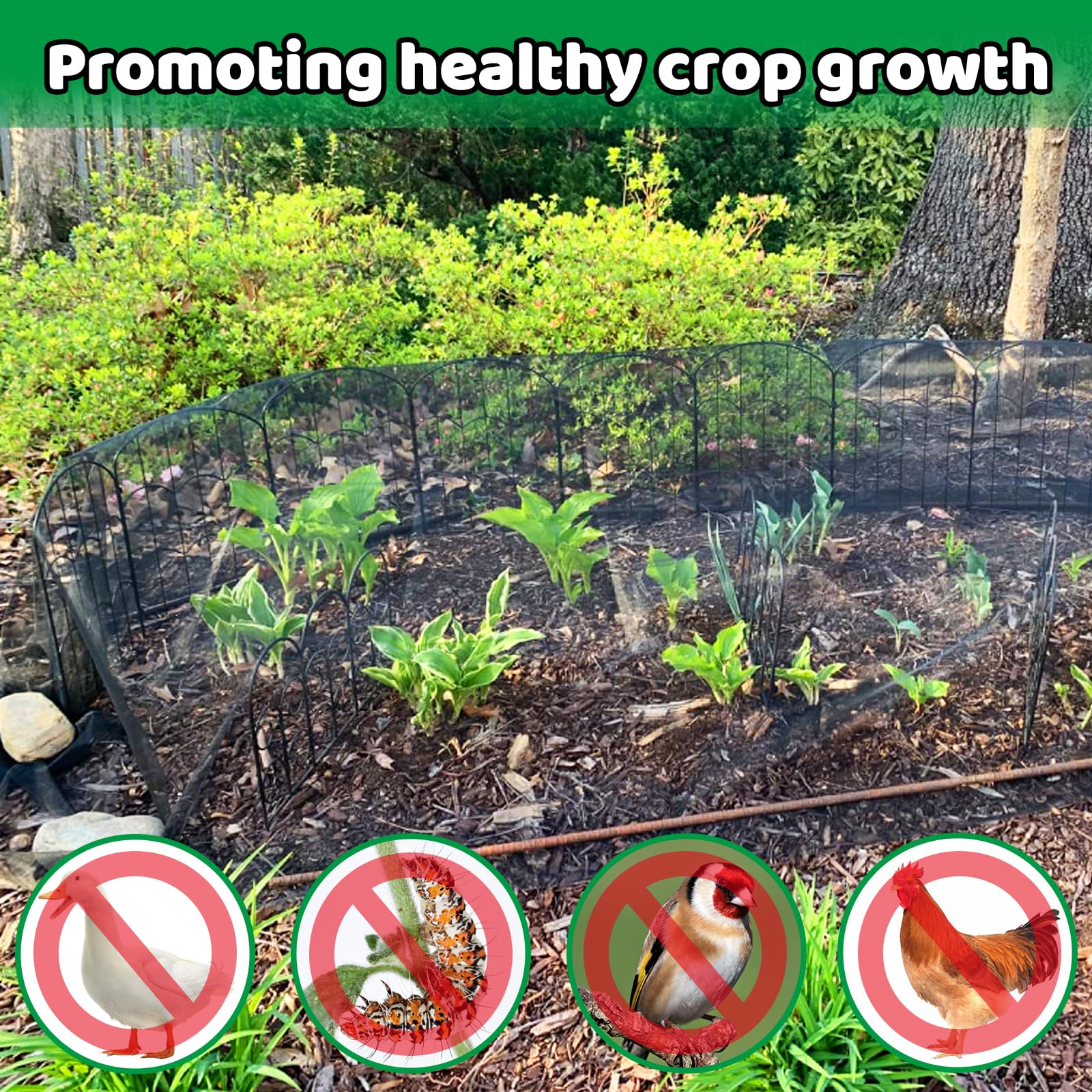 10x50Ft Patio Mosquito & Insect Barrier Netting, Breathable Garden Mesh Screen, Pest Protection Cover for Vegetables, Fruits Against Birds and Bugs