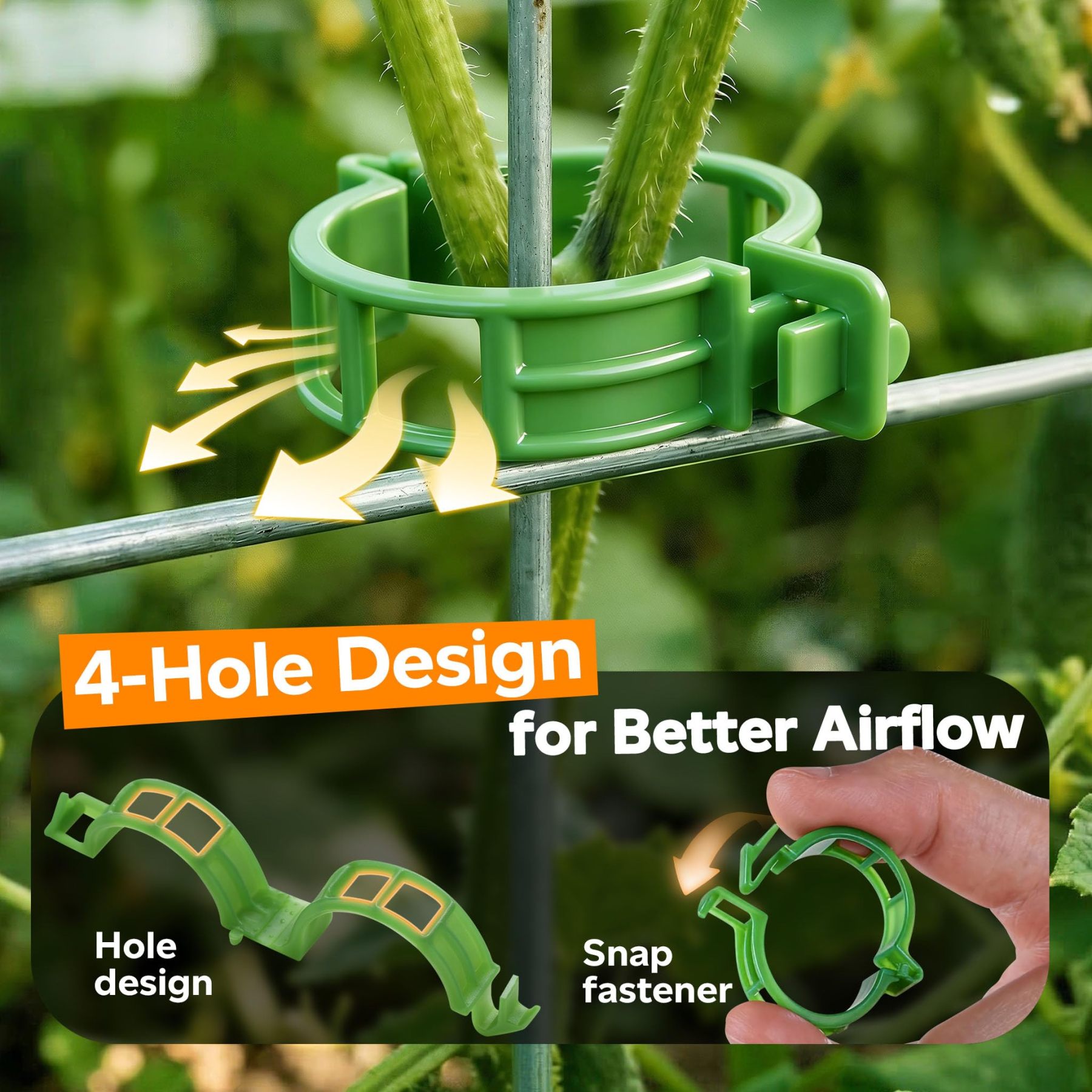 100 Pack Plastic Plant Support Clips, Reusable Garden Trellis Clips for Tomato, Grape Vines & Vegetable Plants Upright Growth