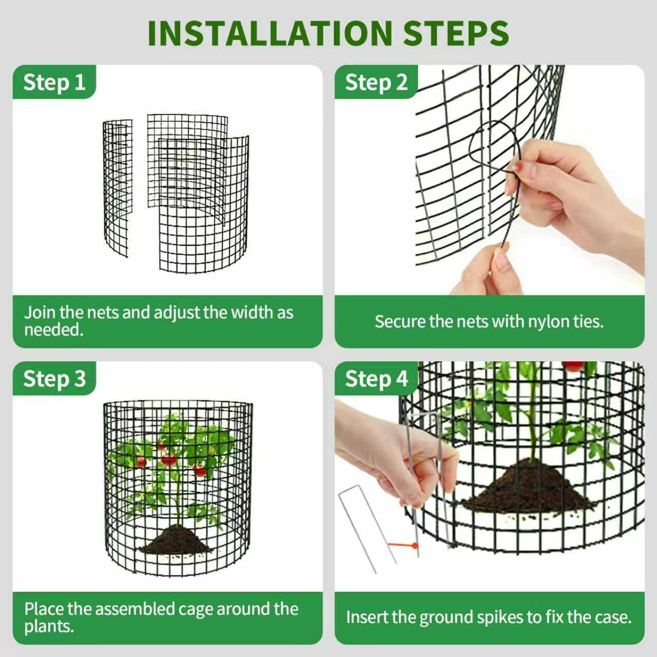 10 Packs Round Metal Plant Protector, Wire Mesh Garden Plant Cages, Outdoor Plant Barrier to Block Rabbits, Chickens and Ducks, Reusable Garden Protection for Vegetables, Flowers, Shrubs, 12'' x 12''
