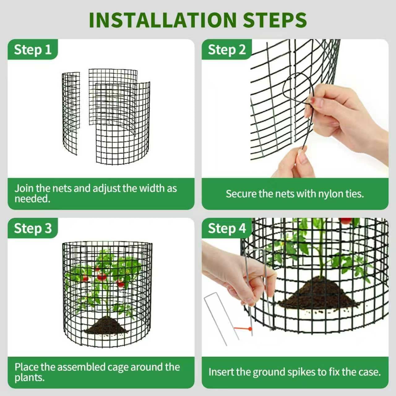 10 Packs Round Metal Plant Protector, Wire Mesh Garden Plant Cages, Outdoor Plant Barrier to Block Rabbits, Chickens and Ducks, Reusable Garden Protection for Vegetables, Flowers, Shrubs, 12'' x 12''