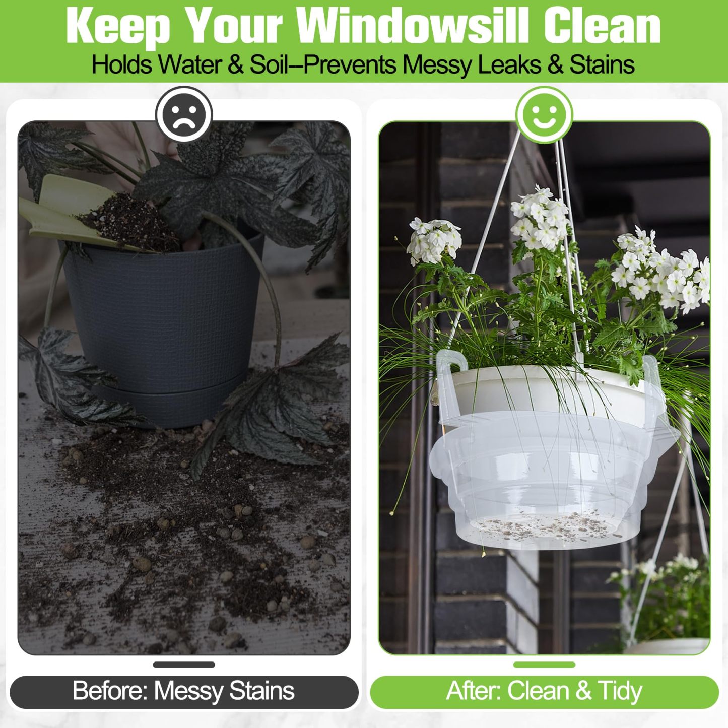 15 Pcs 10 Inch Clear Hanging Basket Water Catcher, Round Plastic Plant Drip Tray Saucer Liner, Indoor Outdoor Hanging Flower Pot Drip Pan for Plants