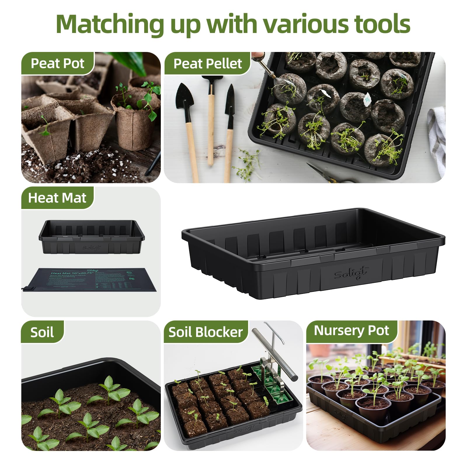 10 Pack Extra Thick Seed Starting Trays, Heavy Duty No Hole Microgreens Growing Trays, Leakproof Reusable Plant Germination Flats for Seedling Fodder Transplant 14×10.8×2.3 Inch