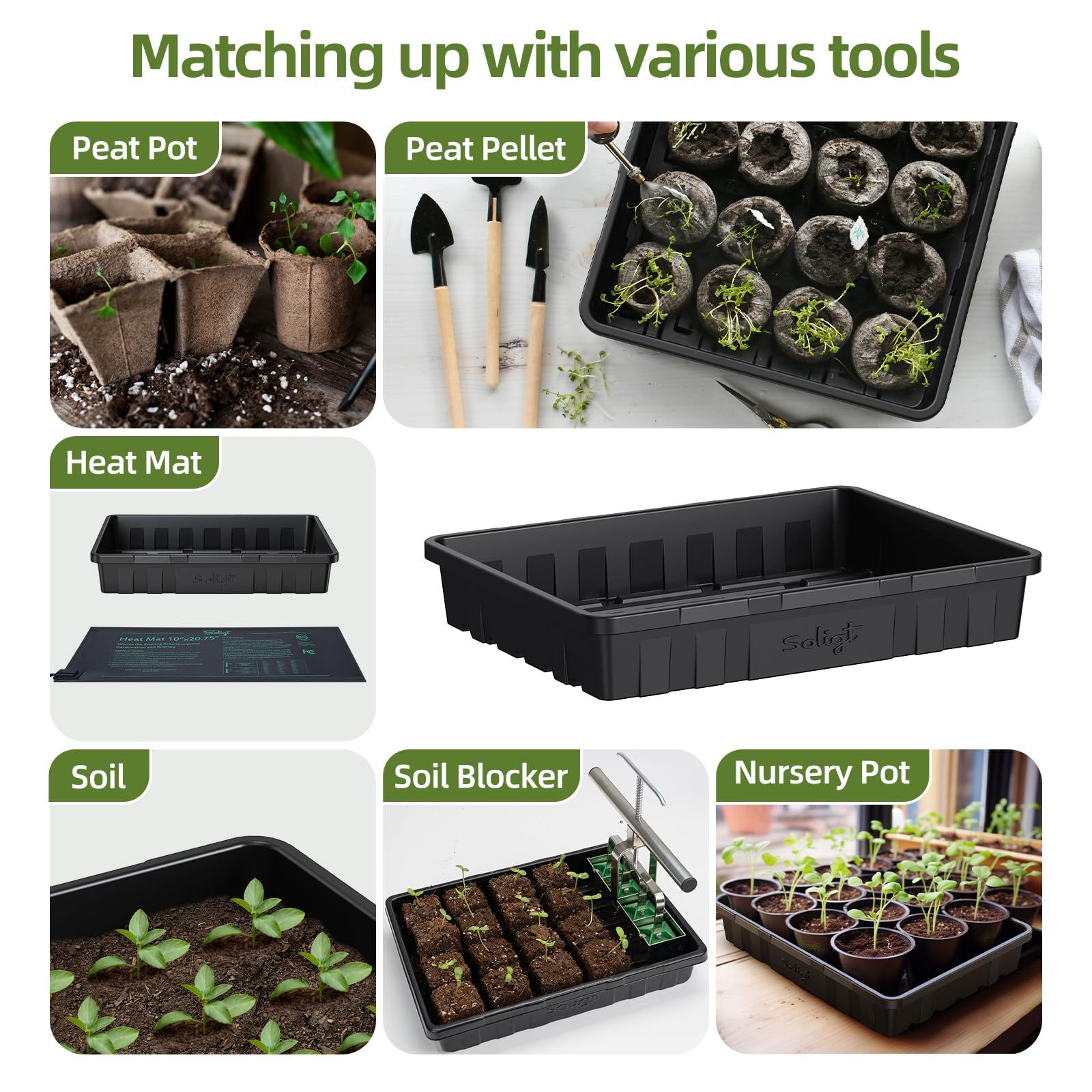 10 Pack Extra Thick Seed Starting Trays, Heavy Duty No Hole Microgreens Growing Trays, Leakproof Reusable Plant Germination Flats for Seedling Fodder Transplant 14×10.8×2.3 Inch
