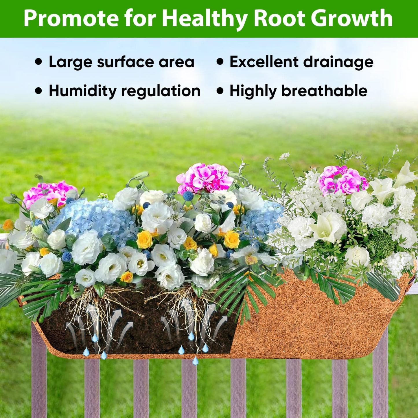 24 Inch Hanging Railing Planter Boxes, Outdoor Window Planters for Deck Balcony Fence Garden Decor