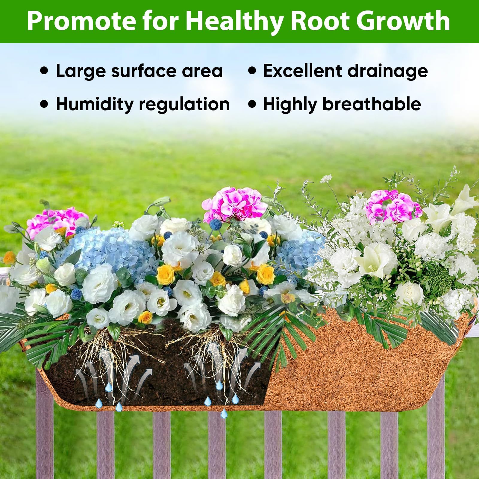 24 Inch Hanging Railing Planter Boxes, Outdoor Window Planters for Deck Balcony Fence Garden Decor