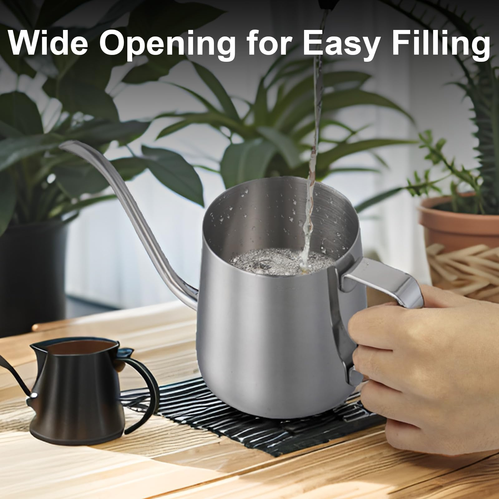 12 Oz / 350ml 304 Stainless Steel Mini Watering Can, Rust-Proof Long Spout Water Pot with Handle for Indoor Plants