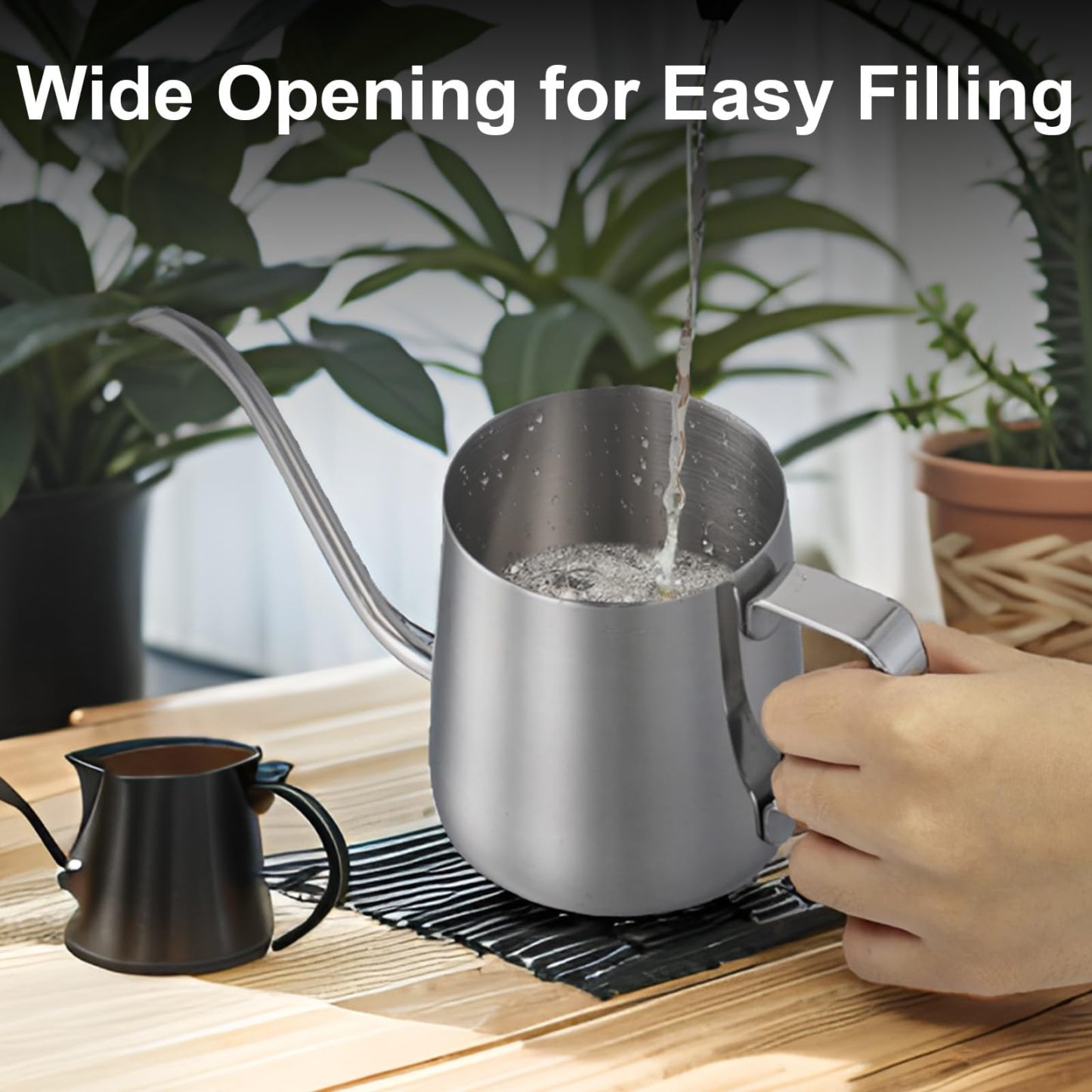 12 Oz / 350ml 304 Stainless Steel Mini Watering Can, Rust-Proof Long Spout Water Pot with Handle for Indoor Plants