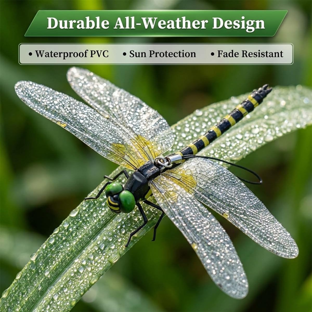 6 Pcs Lifelike Dragonfly Clips, Durable PVC Hanging Ornaments, Multipurpose Decor for Garden, Hat, Backpack, Tent & Outdoor Gear for Hiking, Camping, Gardening