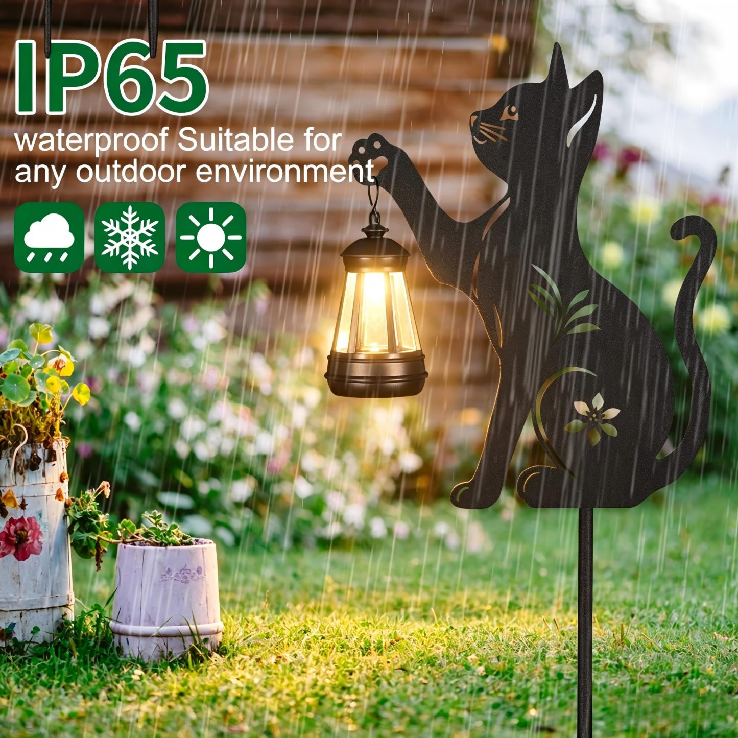 2 Pack Solar Cat Lantern, Hanging Black Cat Solar Lights, Metal Garden Stakes Statue for Yard Lawn Patio Decor, Ideal Gifts for Mom Grandma Women