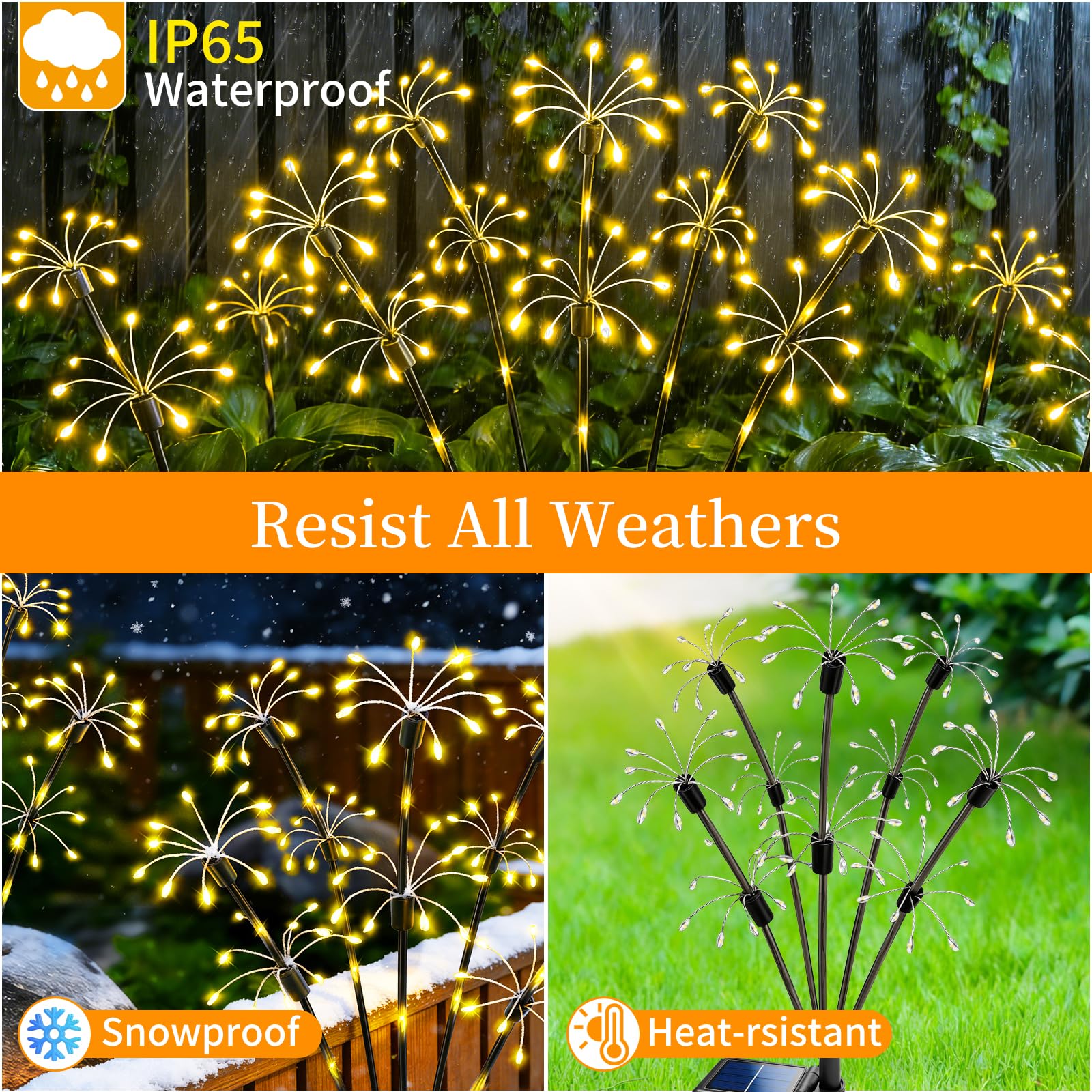 4 Pack Solar Firework Garden Lights, 2-Layer Swaying Starburst Fairy Lights, Waterproof Outdoor Decor for Yard Patio Pathway Lawn