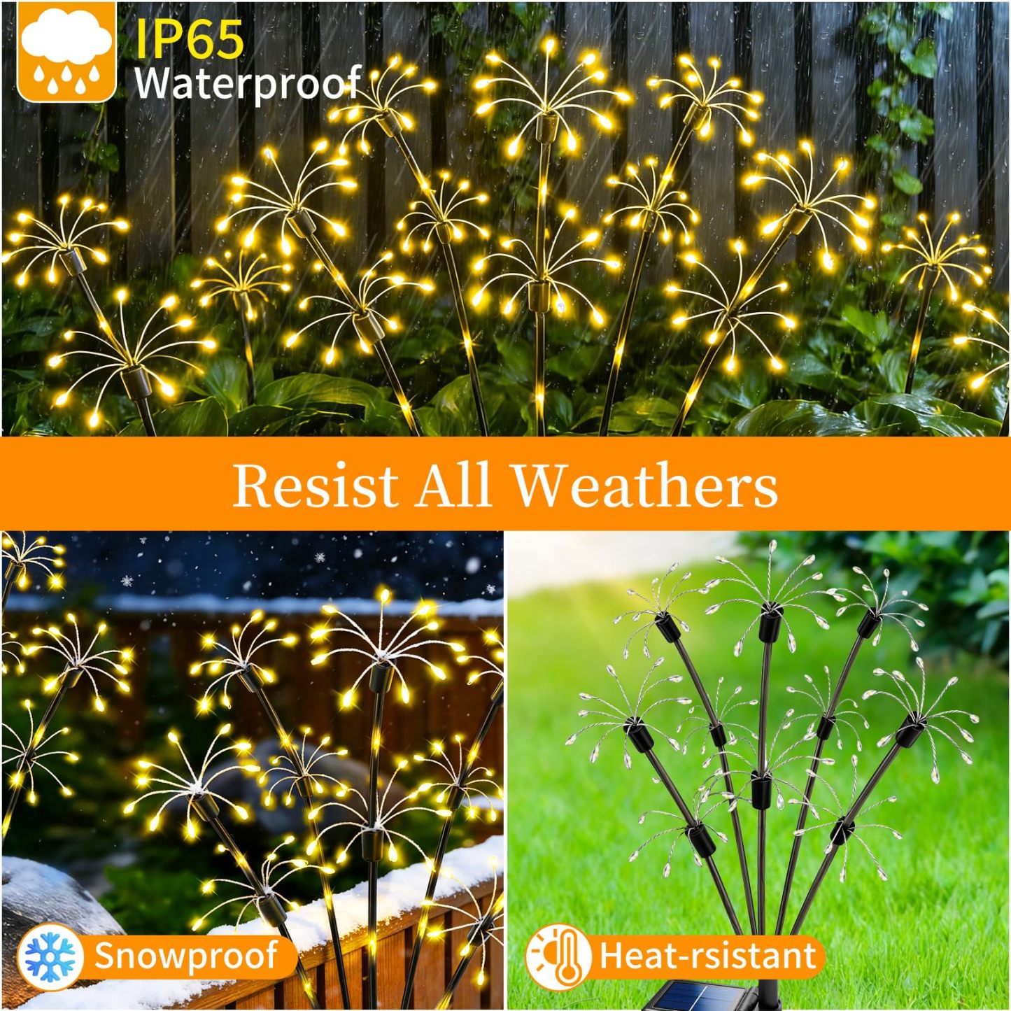 4 Pack Solar Firework Garden Lights, 2-Layer Swaying Starburst Fairy Lights, Waterproof Outdoor Decor for Yard Patio Pathway Lawn