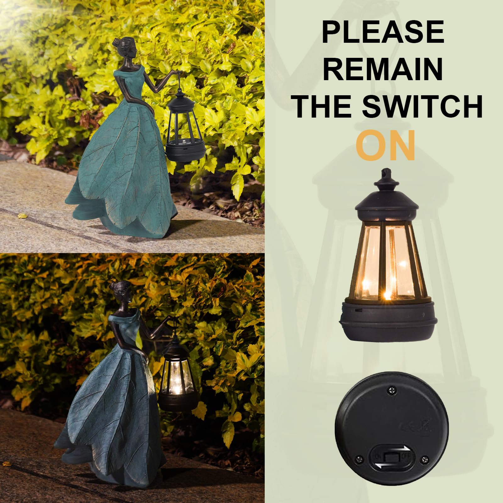 Solar Powered Fairy Statue with LED Lights, Resin Outdoor Garden Figurine Decor for Yard Patio Lawn, Unique Housewarming & Gardening Gifts for Mom & Women, 7.4×5.3×12 In