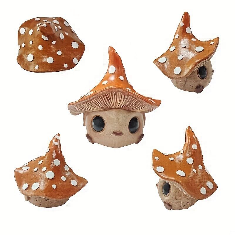 Mushroom Garden Gnome Statue, Waterproof Outdoor Figurine Ornament for Yard Patio Lawn Balcony Fairy Garden Desk Decor, Perfect Birthday & Mother’s Day Gifts for Mom Grandma Women