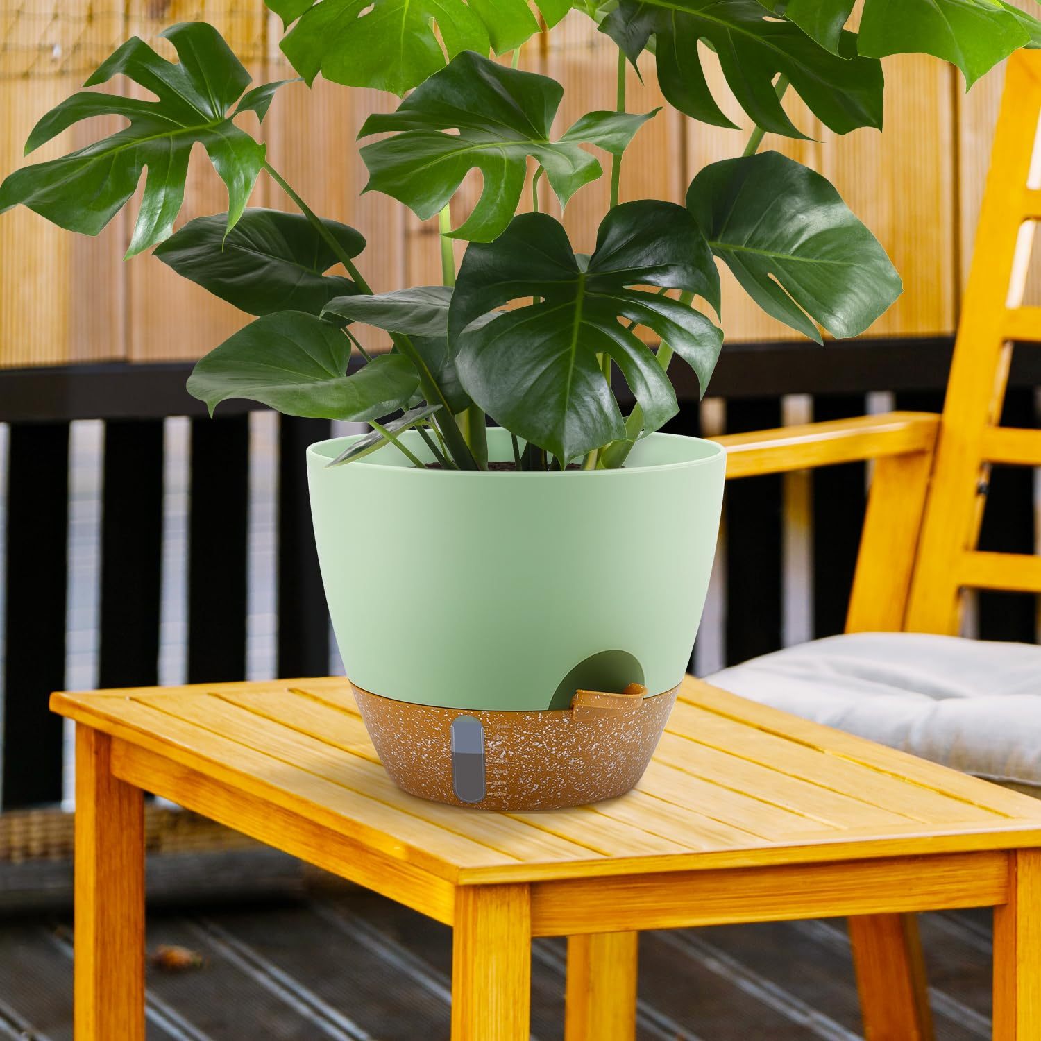 Self-Watering Plant Pots with Water Level Indicator & Drainage Holes – 12/10/9 Inch Large Plastic Planters for Indoor & Outdoor Plants
