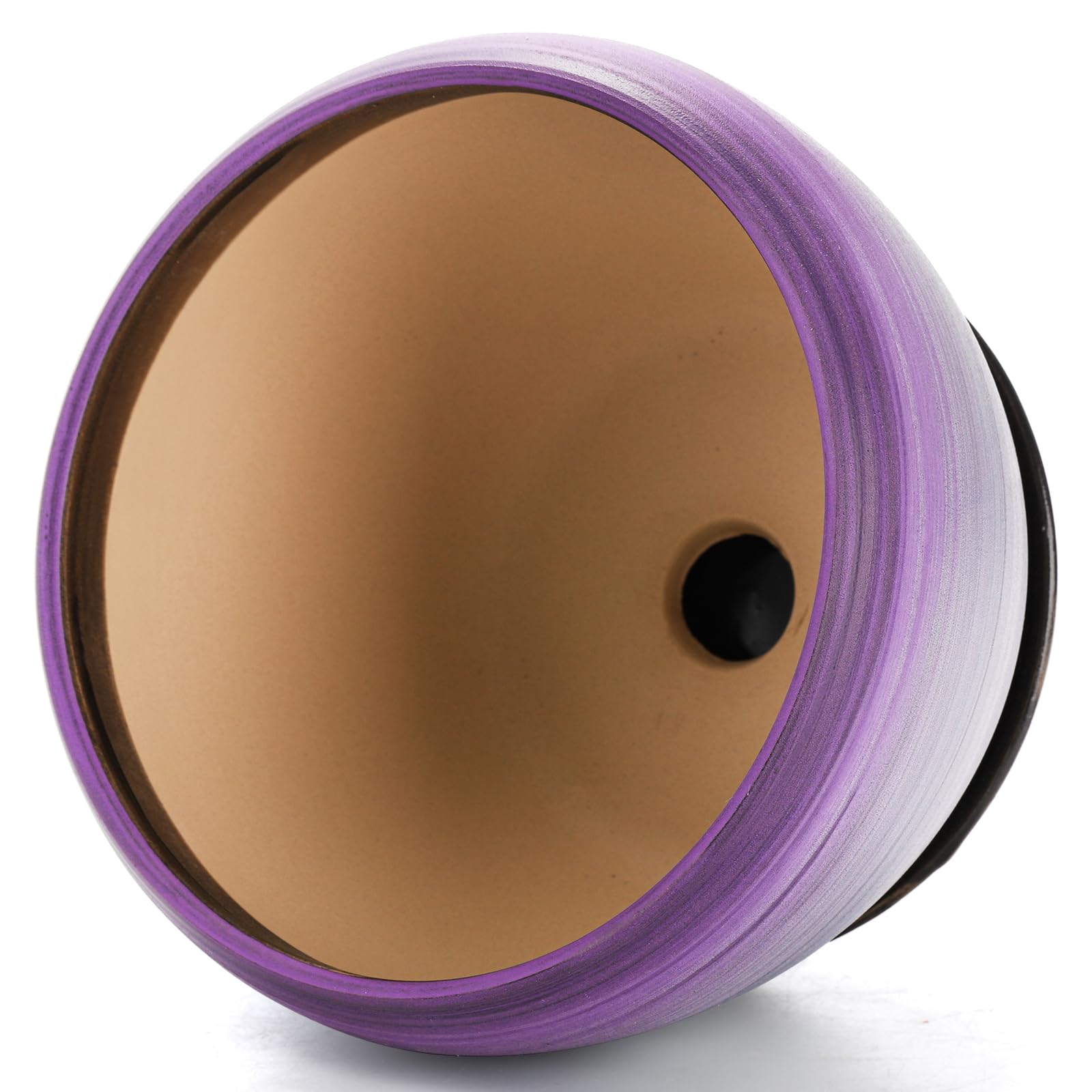 Set of 3 Ceramic Flower Pots with Drainage Holes & Saucers, 7/5/4 Inch Purple Round Planters for Succulents, Herbs, Cactus, Indoor & Outdoor Use