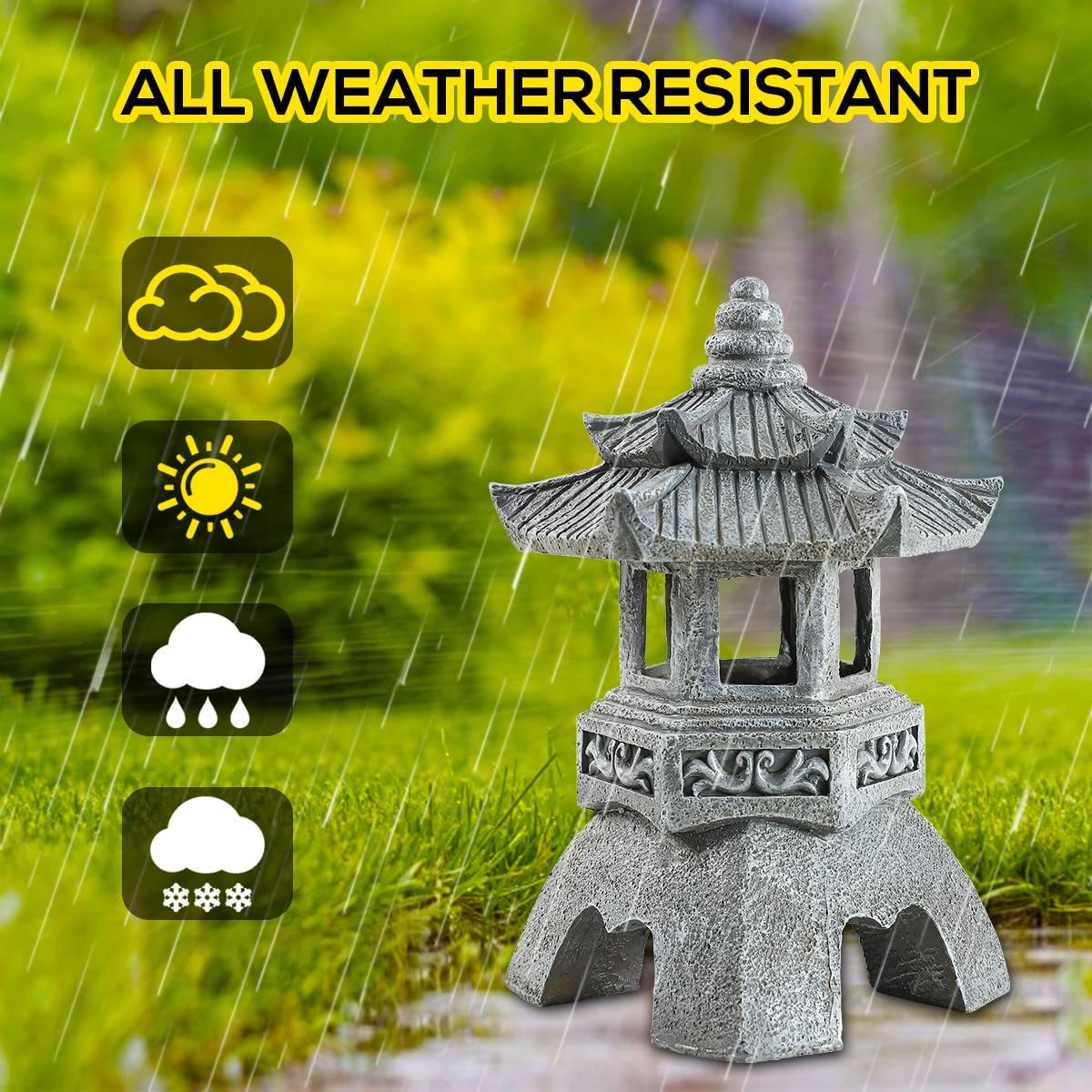 Zen Solar Pagoda Lantern Garden Statue