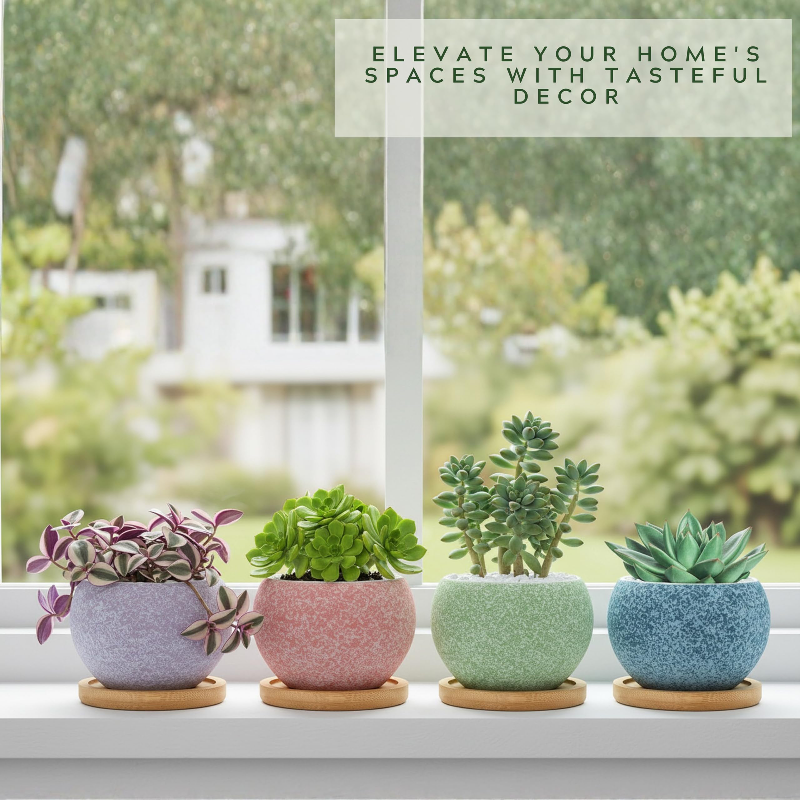 6 Pack 3 Inch Ceramic Succulent Pots, Small Planters with Drainage for Indoor Plants, Mini Cactus & 2 Inch Small Plants