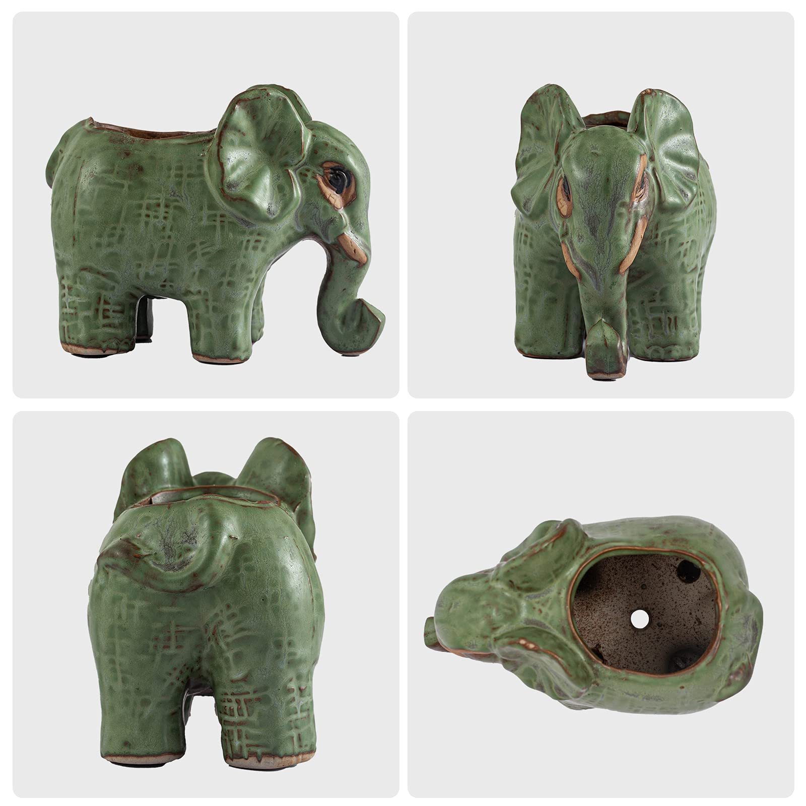 4-Pack Cute Ceramic Animal Succulent Pots with Drainage, Indoor Outdoor Small Planters for Cactus, Bonsai, Home & Office Desk Decor, Perfect Gift